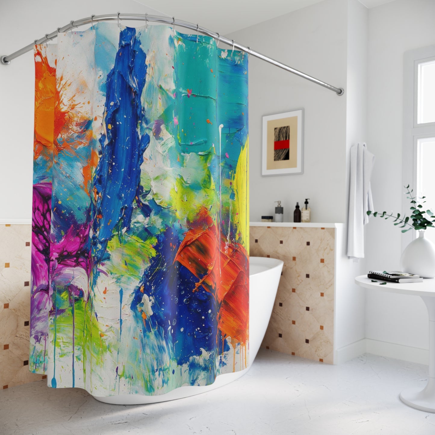 Canvas Cascade: Abstract Acrylic Art Shower Curtain Collection 261