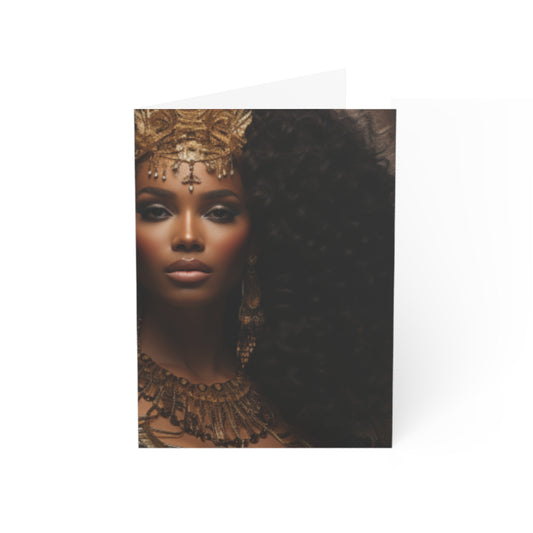 A Tapestry of Grace: Note Cards Showcasing Regal Black Women as African Royalty (1, 10, 30, and 50pcs)