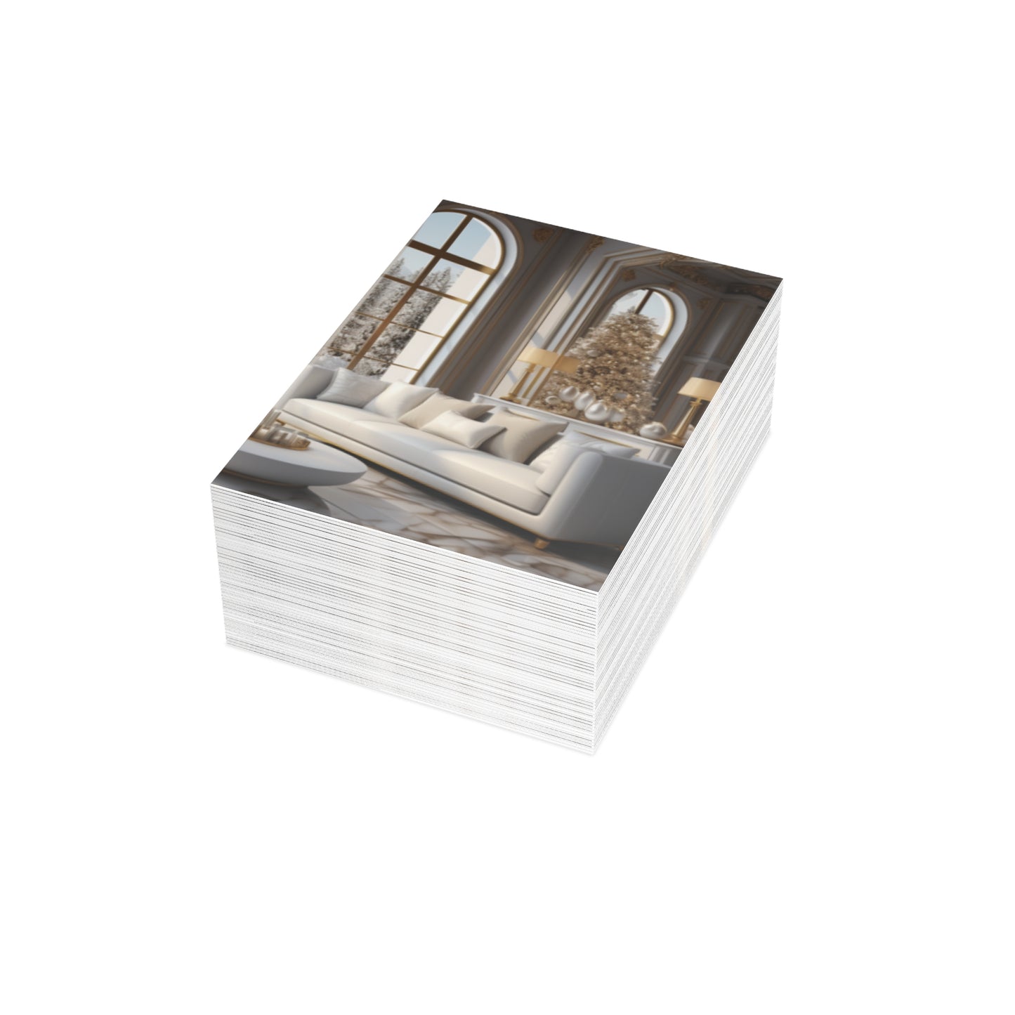 Elegance in Gold & White Christmas Notecards (1, 10, 30, and 50pcs)