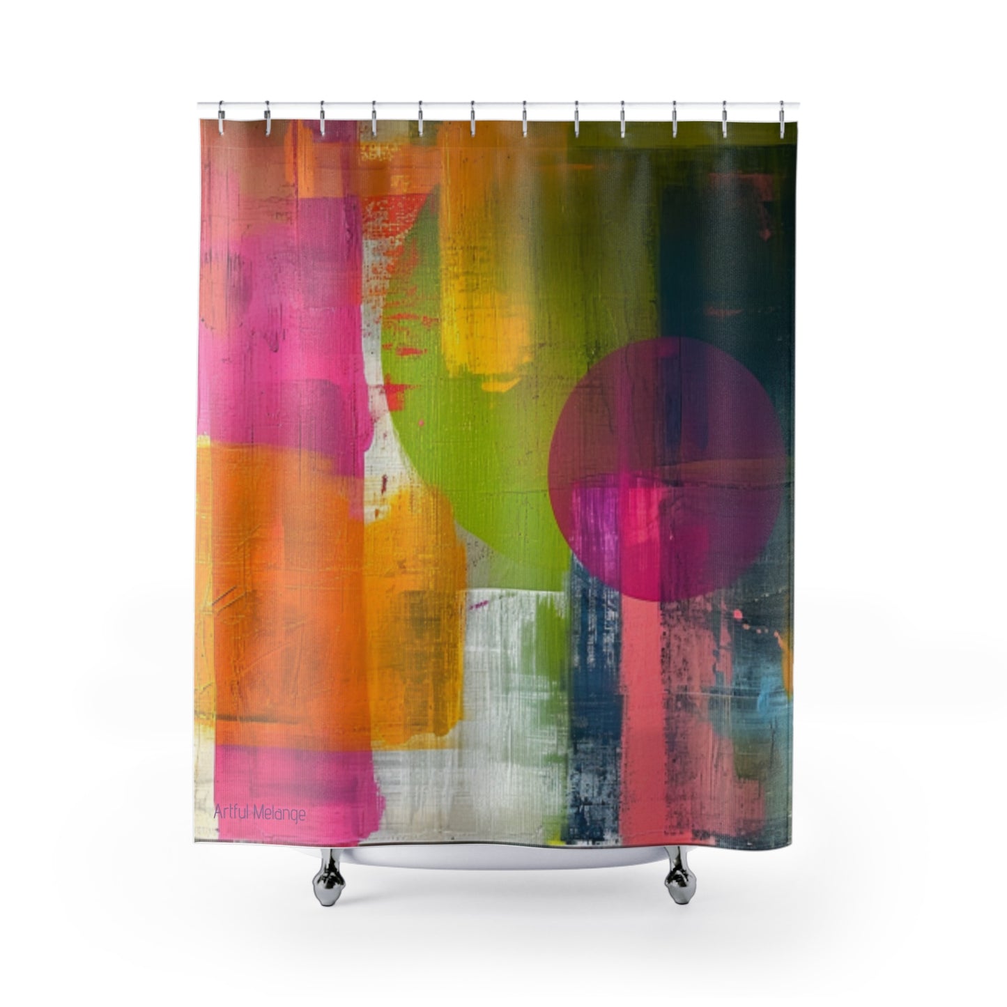 Canvas Cascade: Abstract Acrylic Art Shower Curtain Collection 264