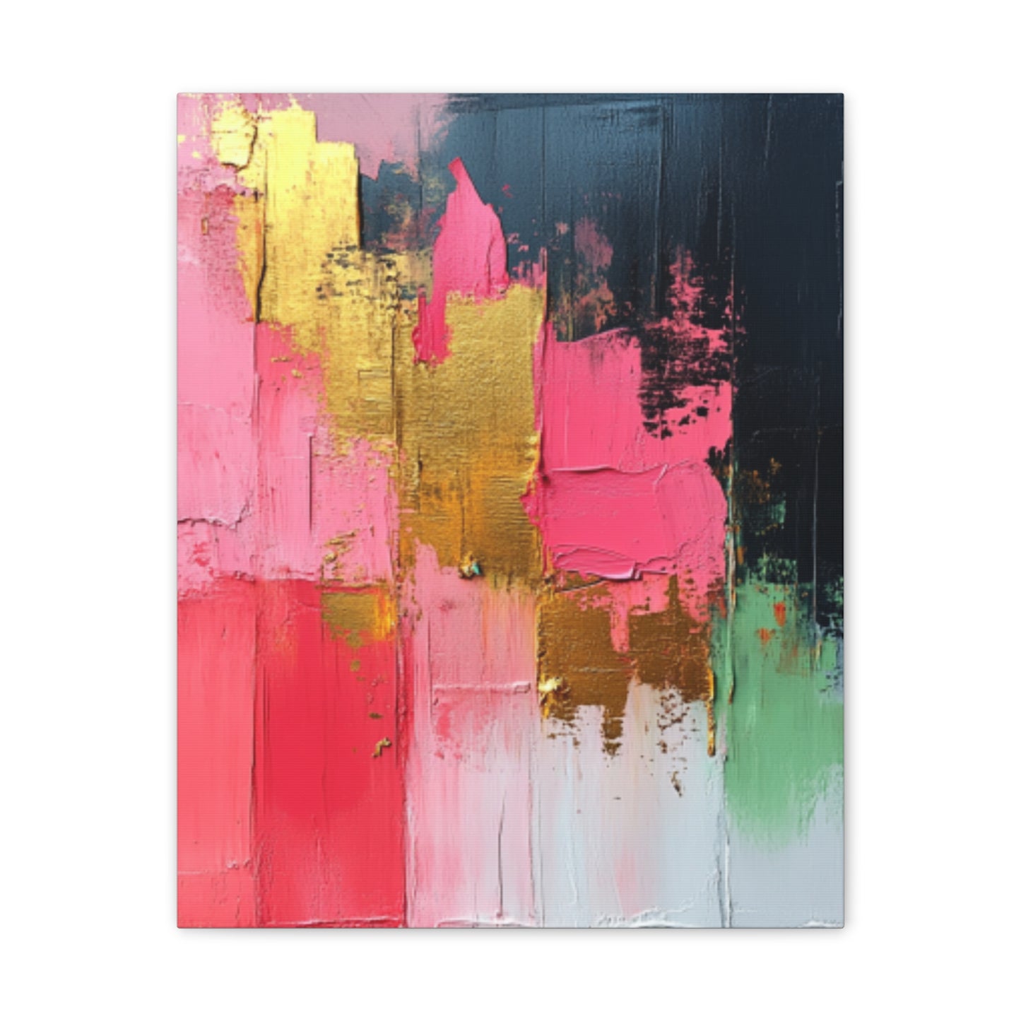 Acrylic Abstract Canvas Print - Homage to the Divine Nine/Pink Green Black and Gold 3