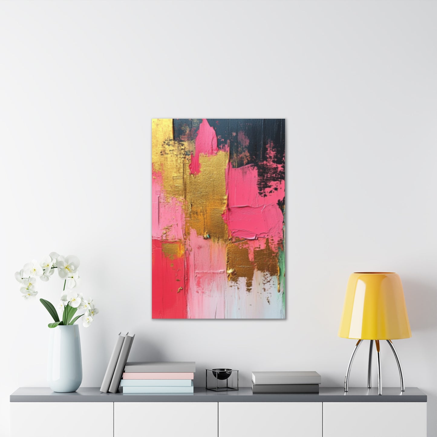 Acrylic Abstract Canvas Print - Homage to the Divine Nine/Pink Green Black and Gold 3
