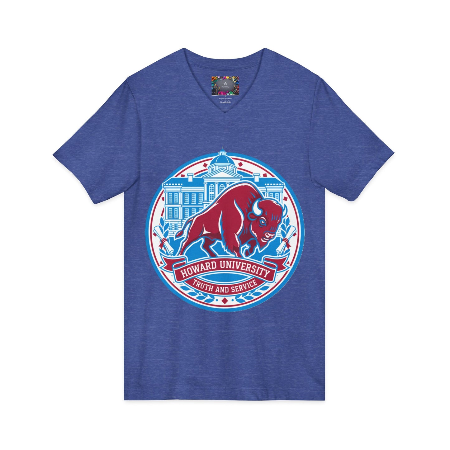 Howard University/ Truth and Service Unisex V-Neck T-Shirt 7