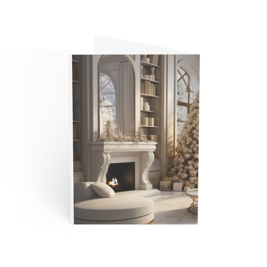 Elegance in Gold & White Christmas Notecards (1, 10, 30, and 50pcs)