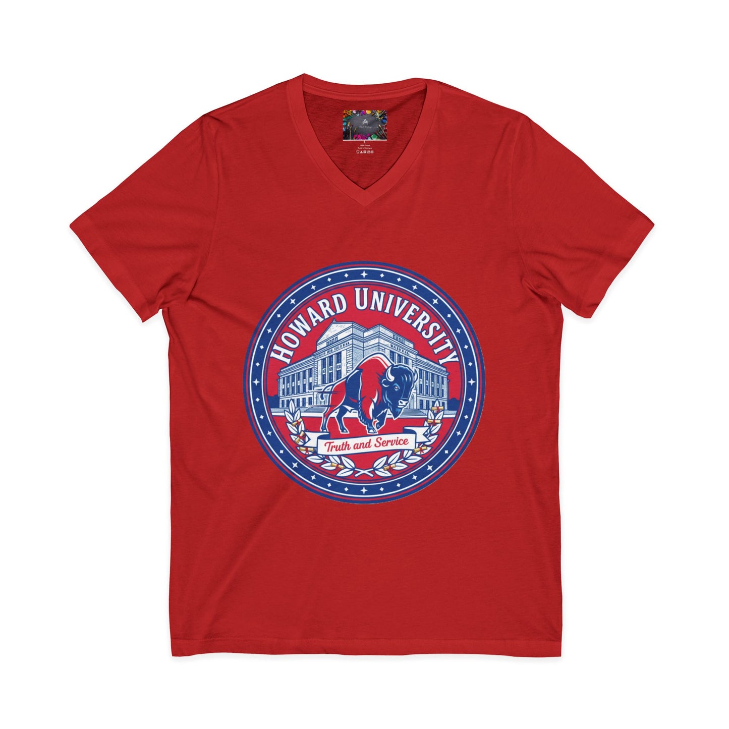 Howard University/ Truth and Service Unisex V-Neck T-Shirt 3