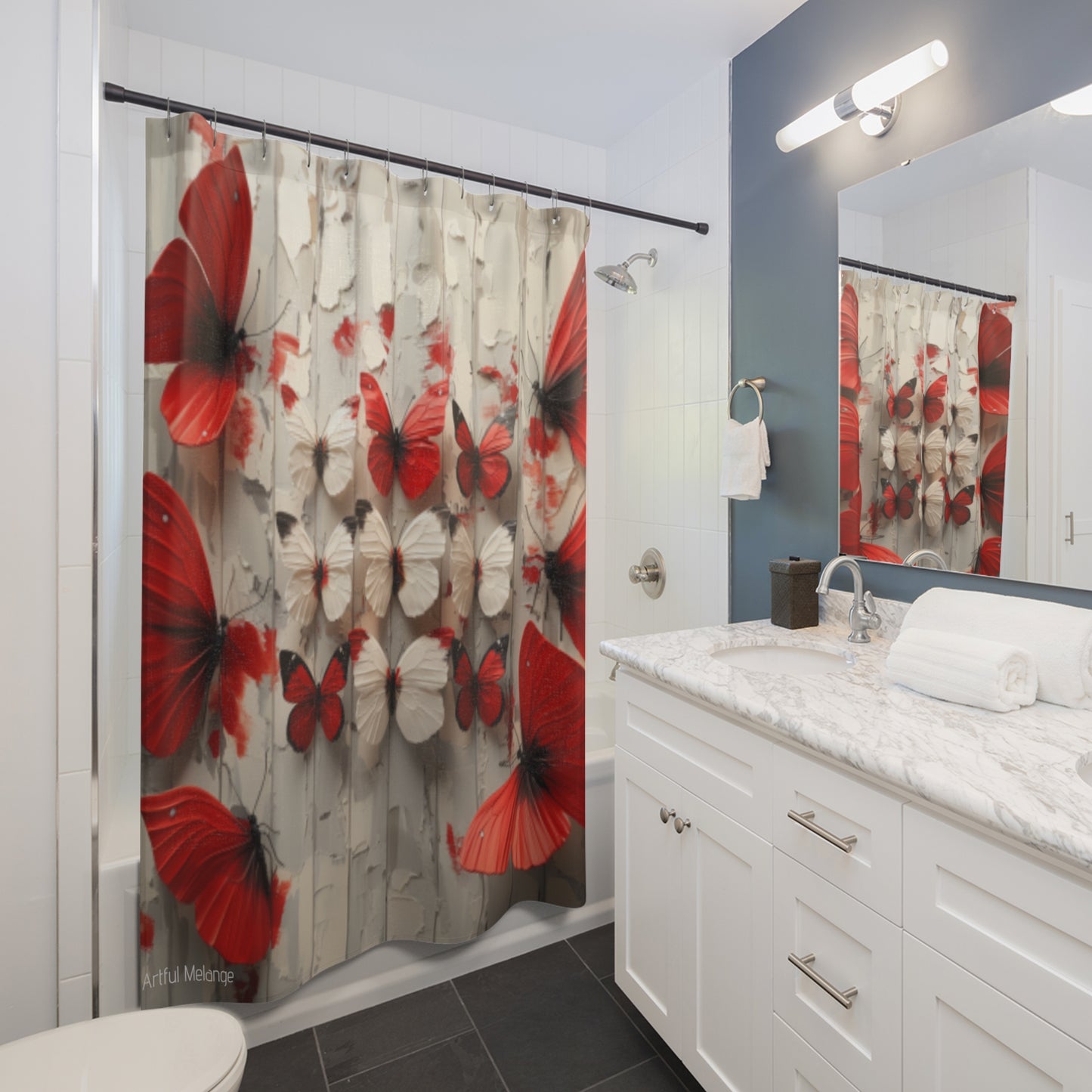 Fluttering Splendor Butterfly Shower Curtains