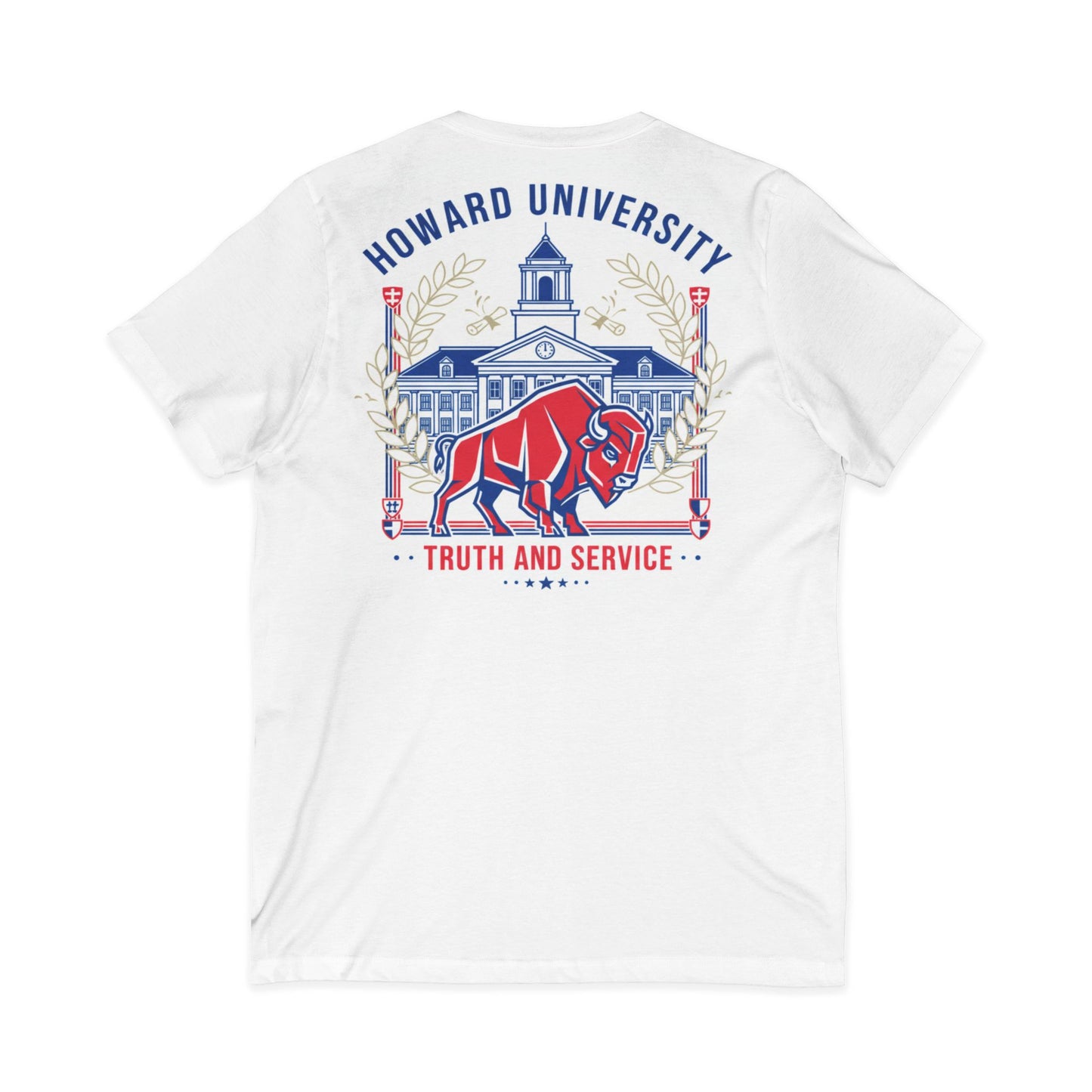 Howard University/ Truth and Service Unisex V-Neck T-Shirt 4