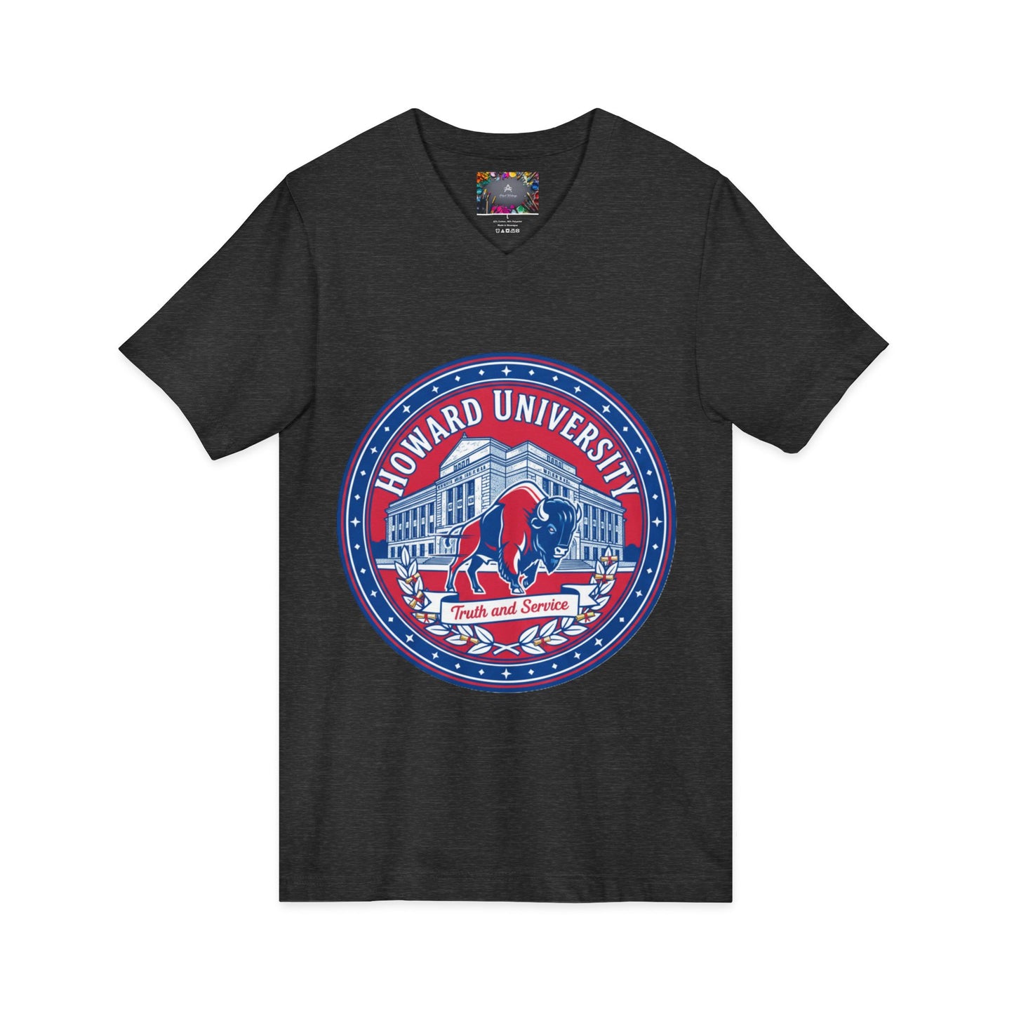 Howard University/ Truth and Service Unisex V-Neck T-Shirt 3