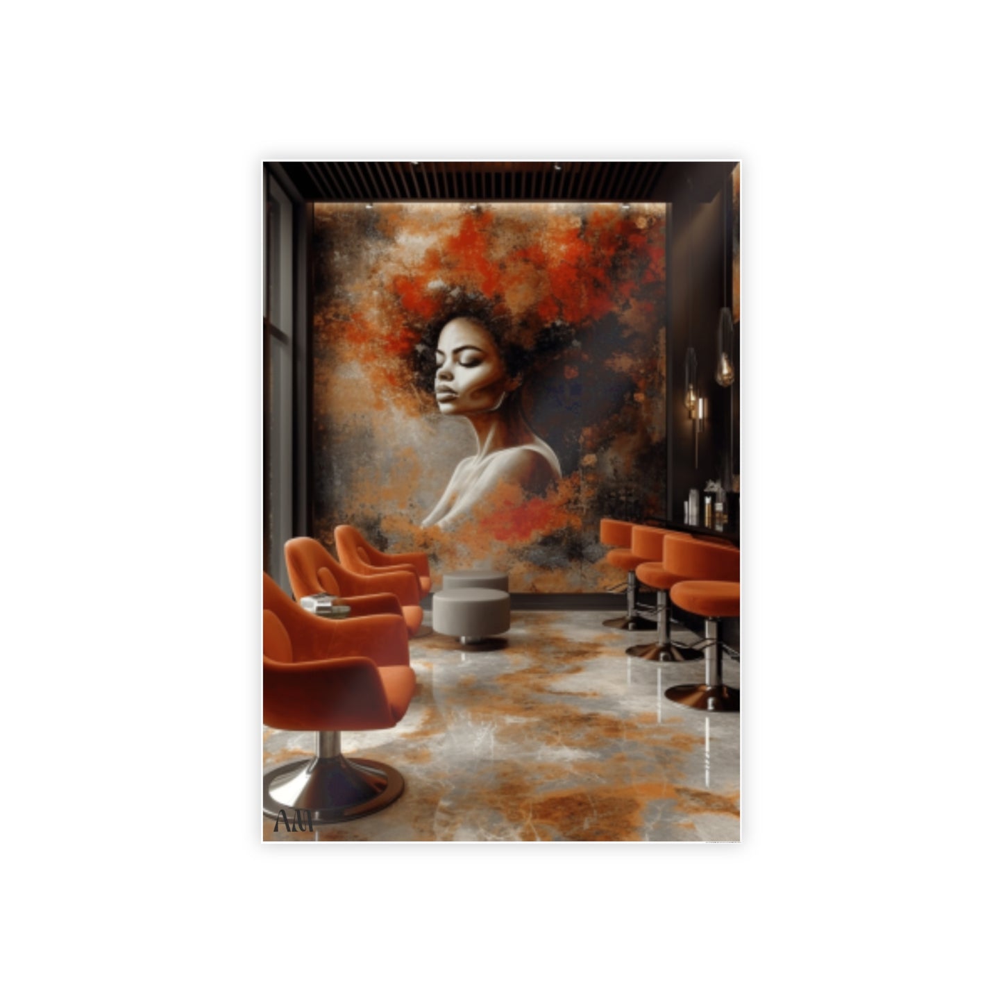Black Hair Salon Interiors: Poster Prints Celebrating Style