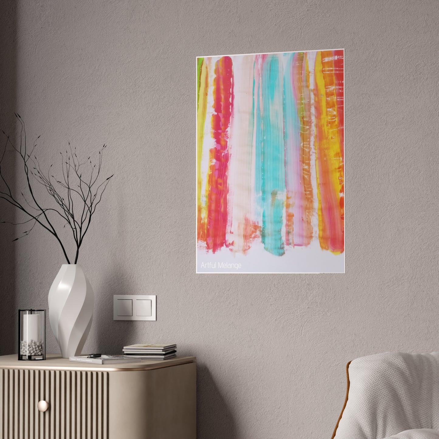 Gleaming Acrylic Abstract Poster: A Spectrum of Colorful Elegance