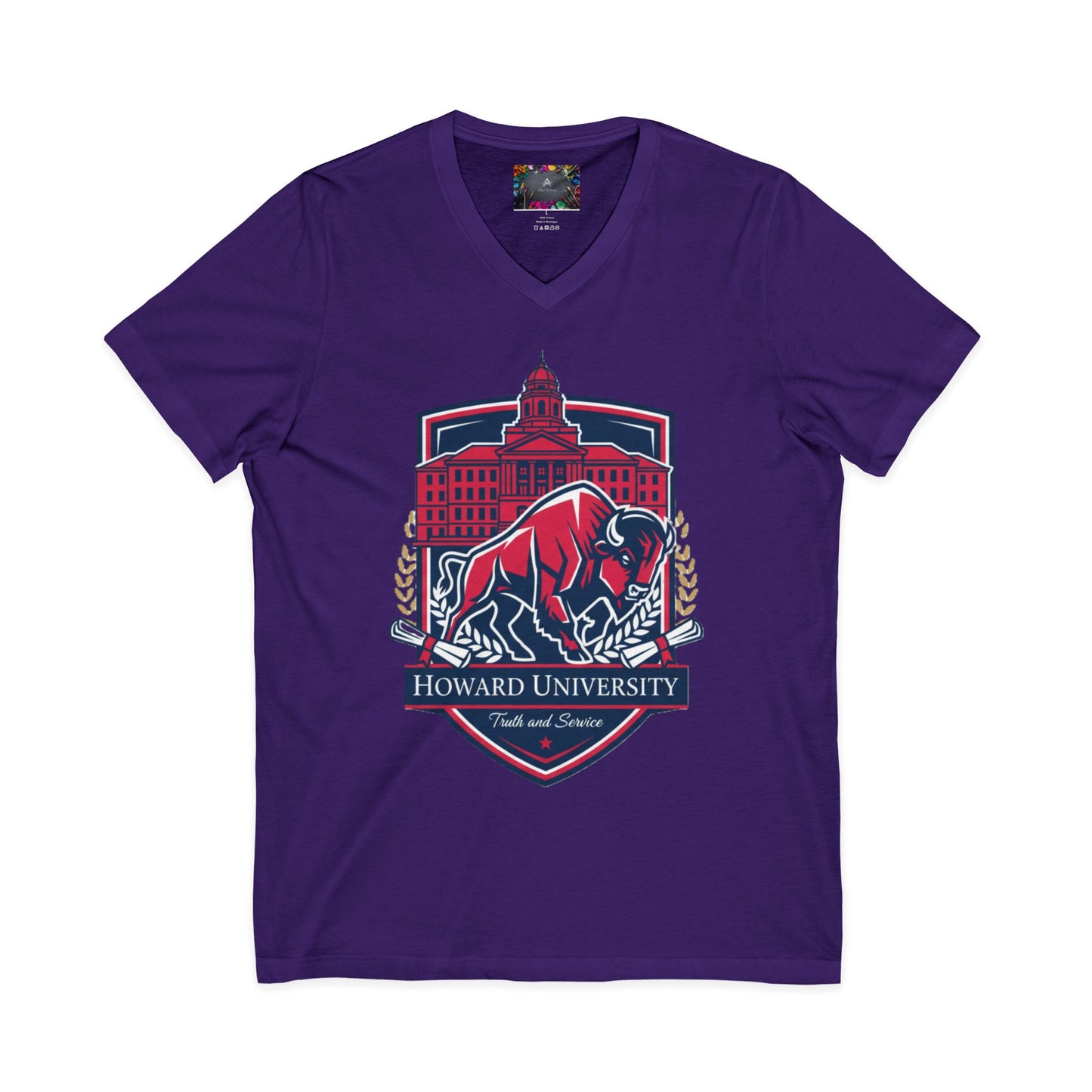 Howard University/ Truth and Service Unisex V-Neck T-Shirt 5