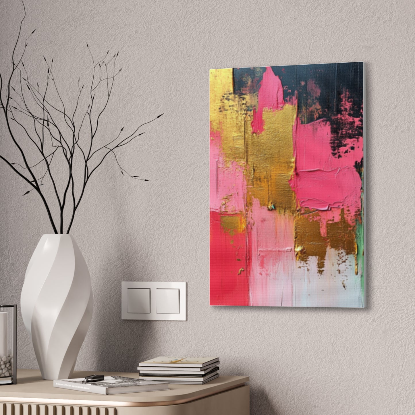 Acrylic Abstract Canvas Print - Homage to the Divine Nine/Pink Green Black and Gold 3