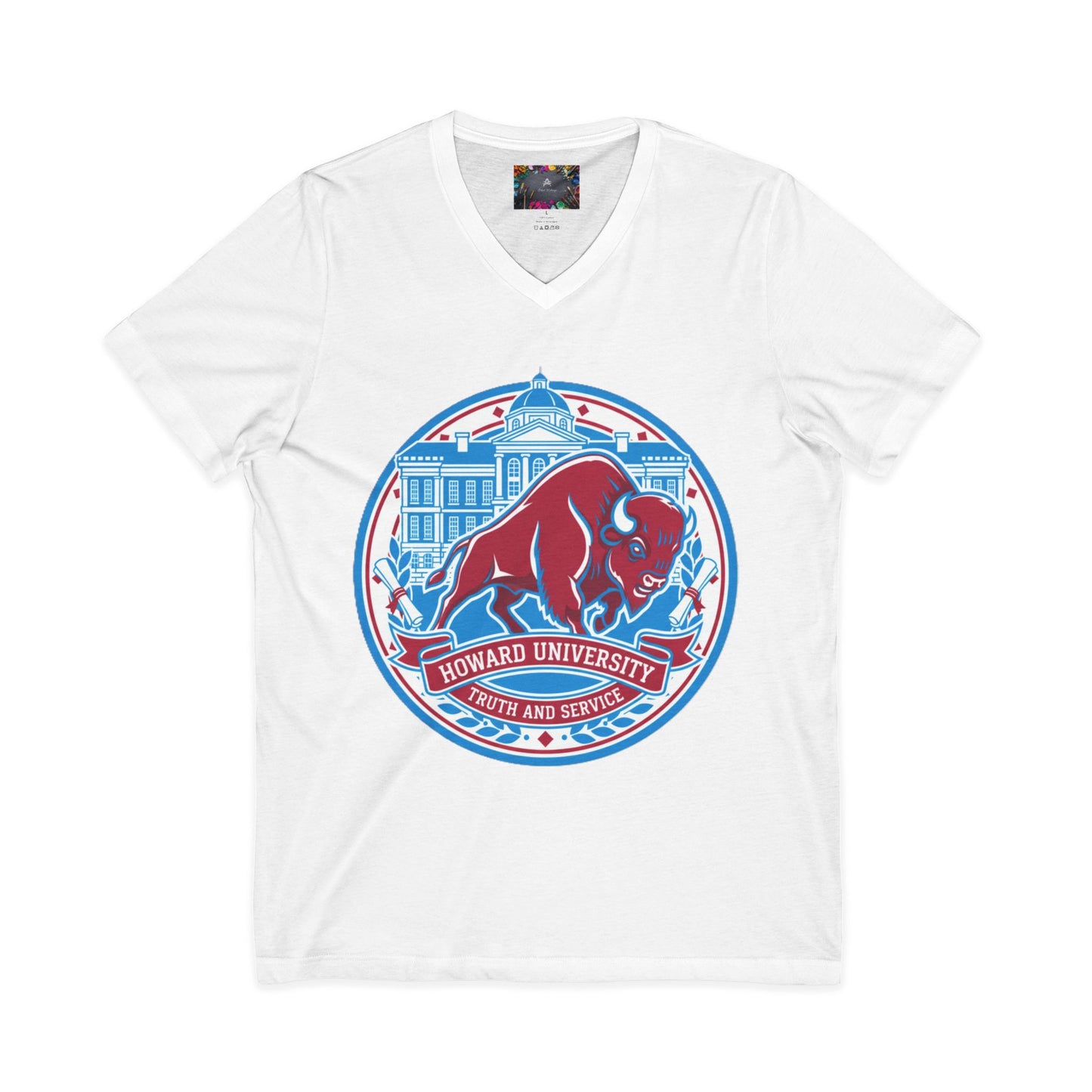 Howard University/ Truth and Service Unisex V-Neck T-Shirt 7