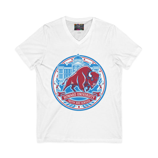 Howard University/ Truth and Service Unisex V-Neck T-Shirt 7