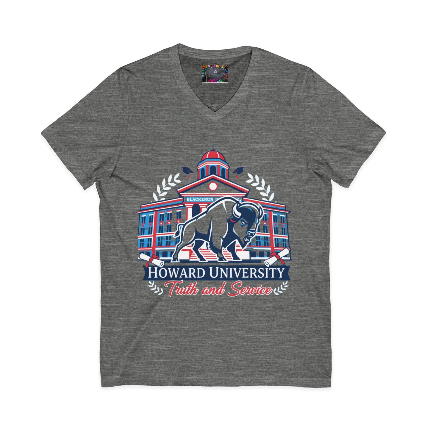 Howard University/ Truth and Service Unisex V-Neck T-Shirt 8