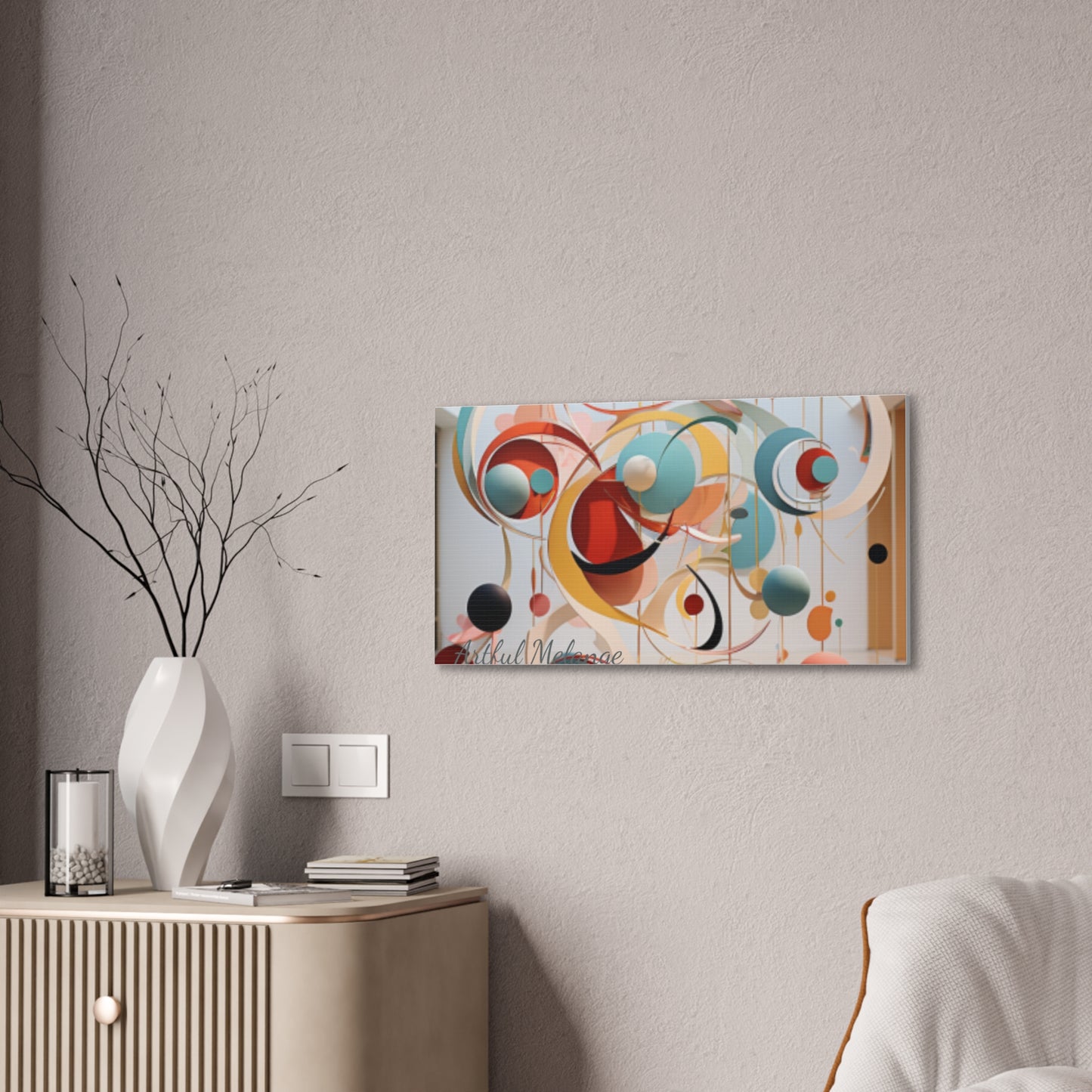 Harmony in Cyan and Peach- Graphic Print
