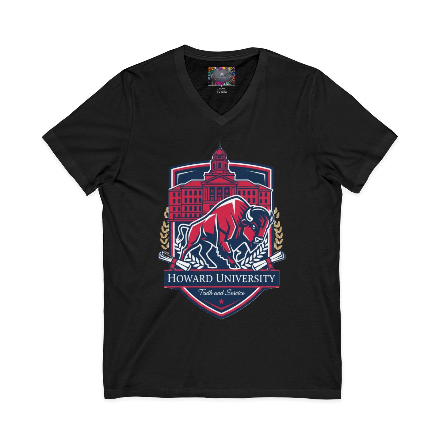 Howard University/ Truth and Service Unisex V-Neck T-Shirt 5