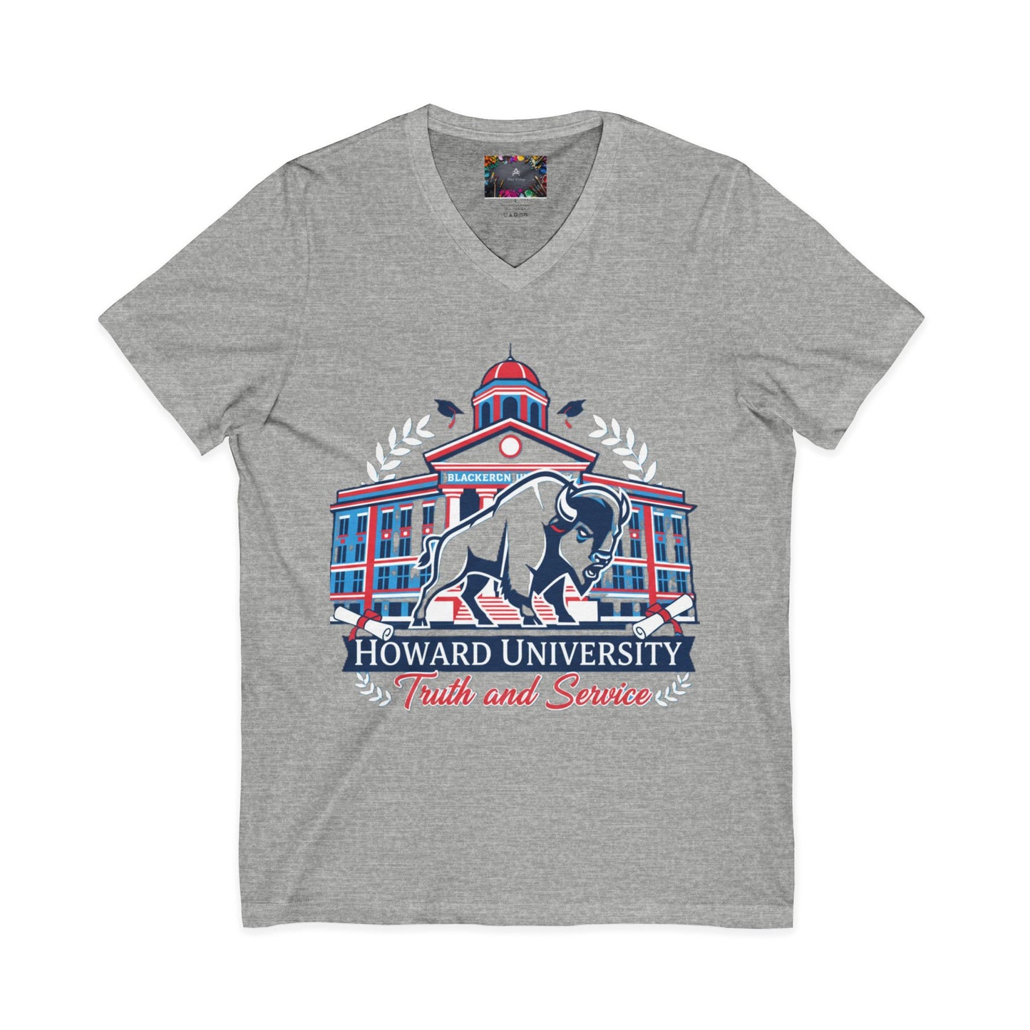 Howard University/ Truth and Service Unisex V-Neck T-Shirt 8