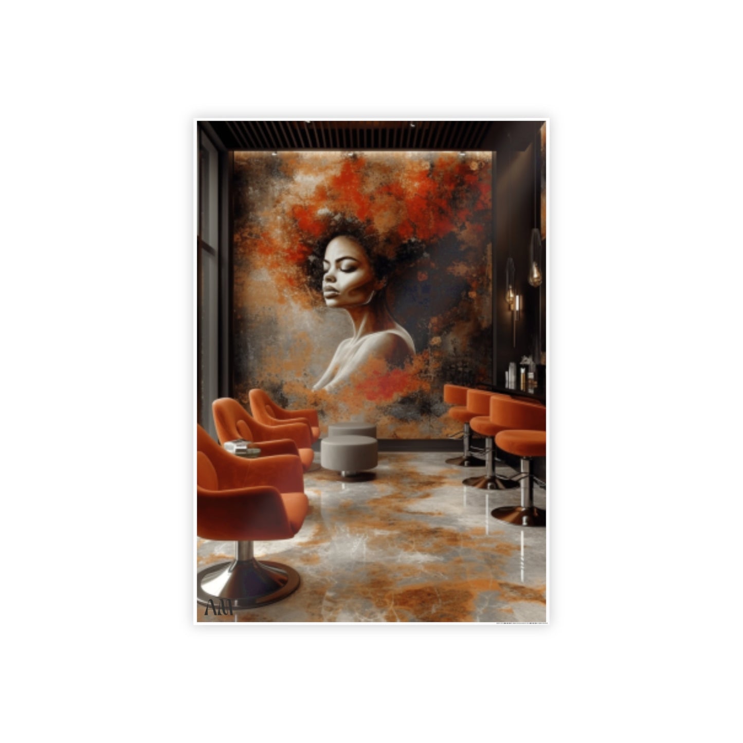 Black Hair Salon Interiors: Poster Prints Celebrating Style