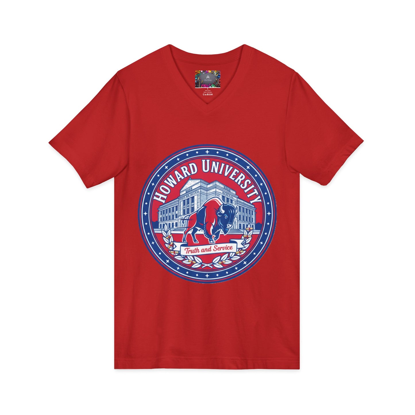 Howard University/ Truth and Service Unisex V-Neck T-Shirt 3