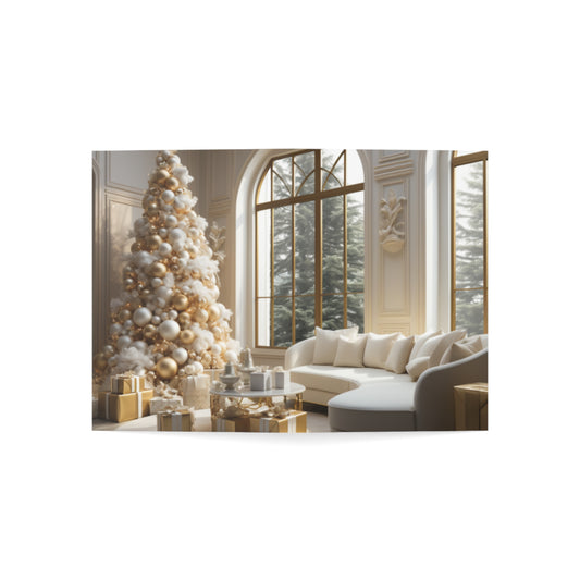 Elegance in Gold & White Christmas Notecards (1, 10, 30, and 50pcs)