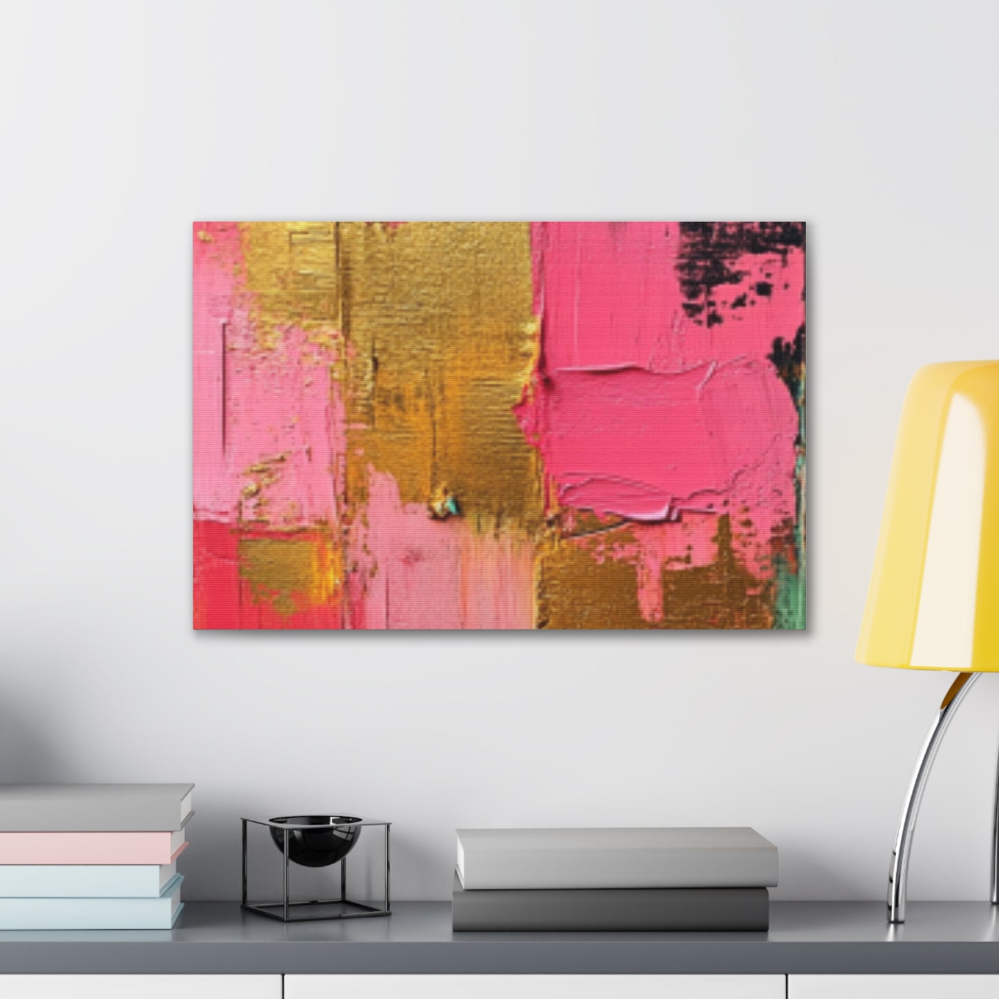Acrylic Abstract Canvas Print - Homage to the Divine Nine/Pink Green Black and Gold 3