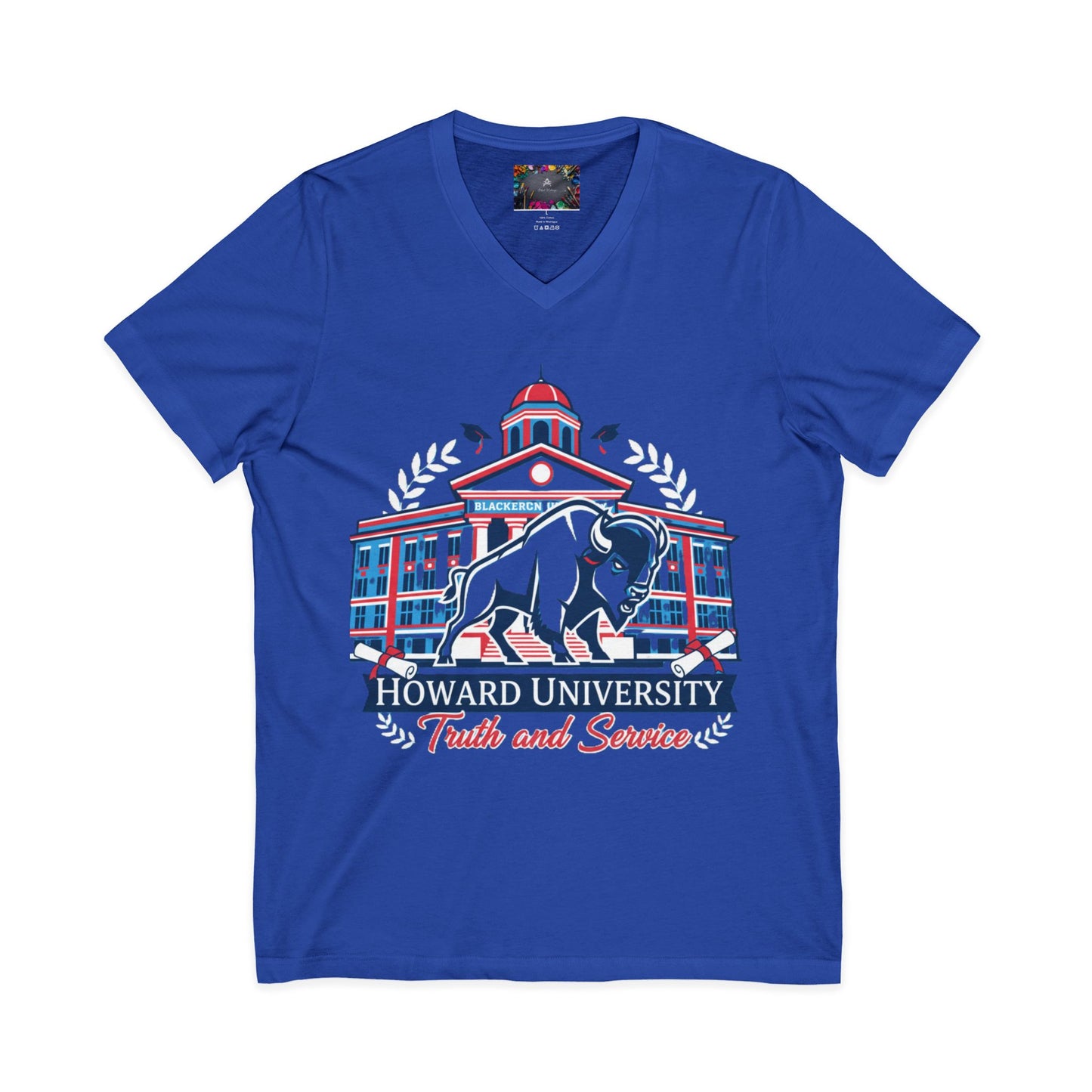 Howard University/ Truth and Service Unisex V-Neck T-Shirt 8