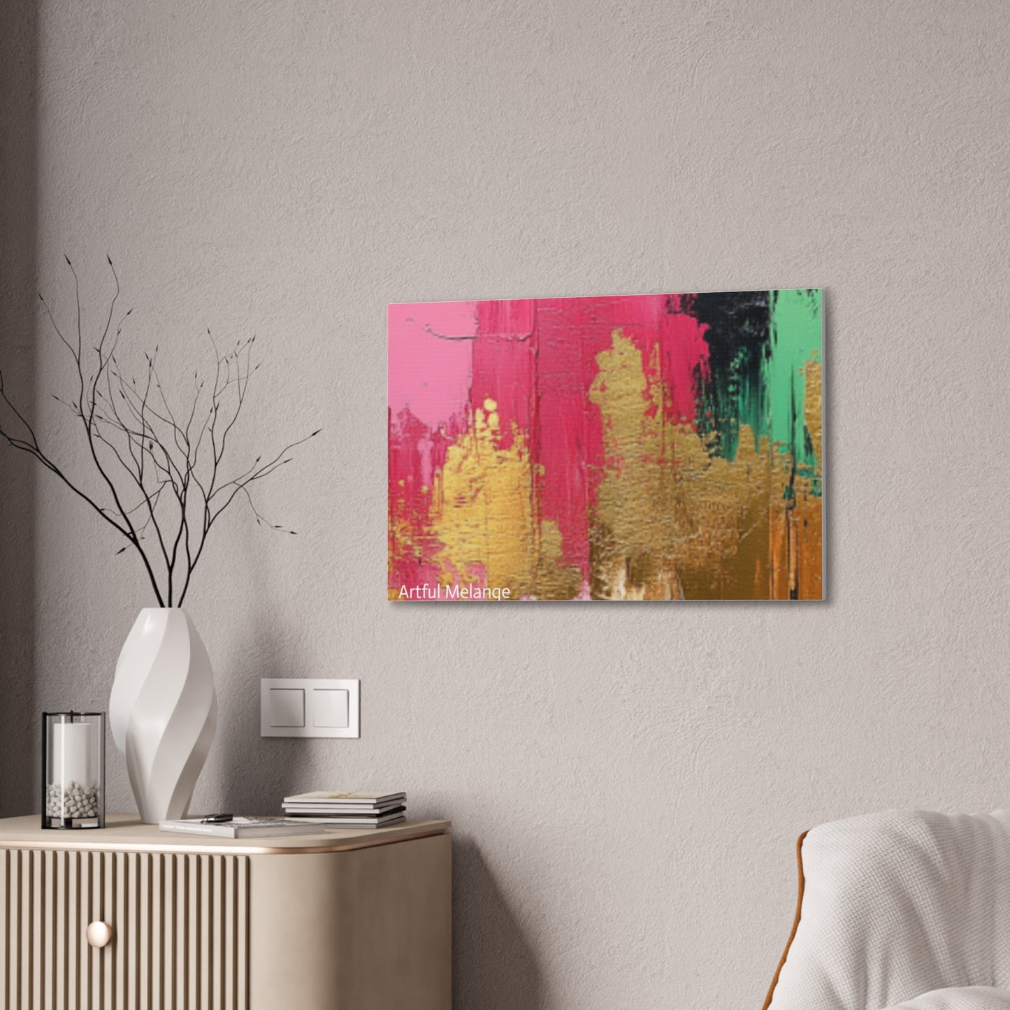 Acrylic Abstract Canvas Print - Homage to the Divine Nine/Pink Green Black and Gold 1