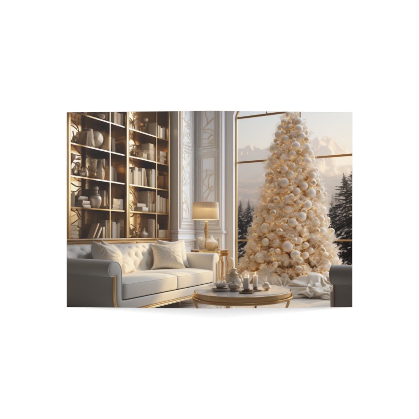 Elegance in Gold & White Christmas Notecards (1, 10, 30, and 50pcs)