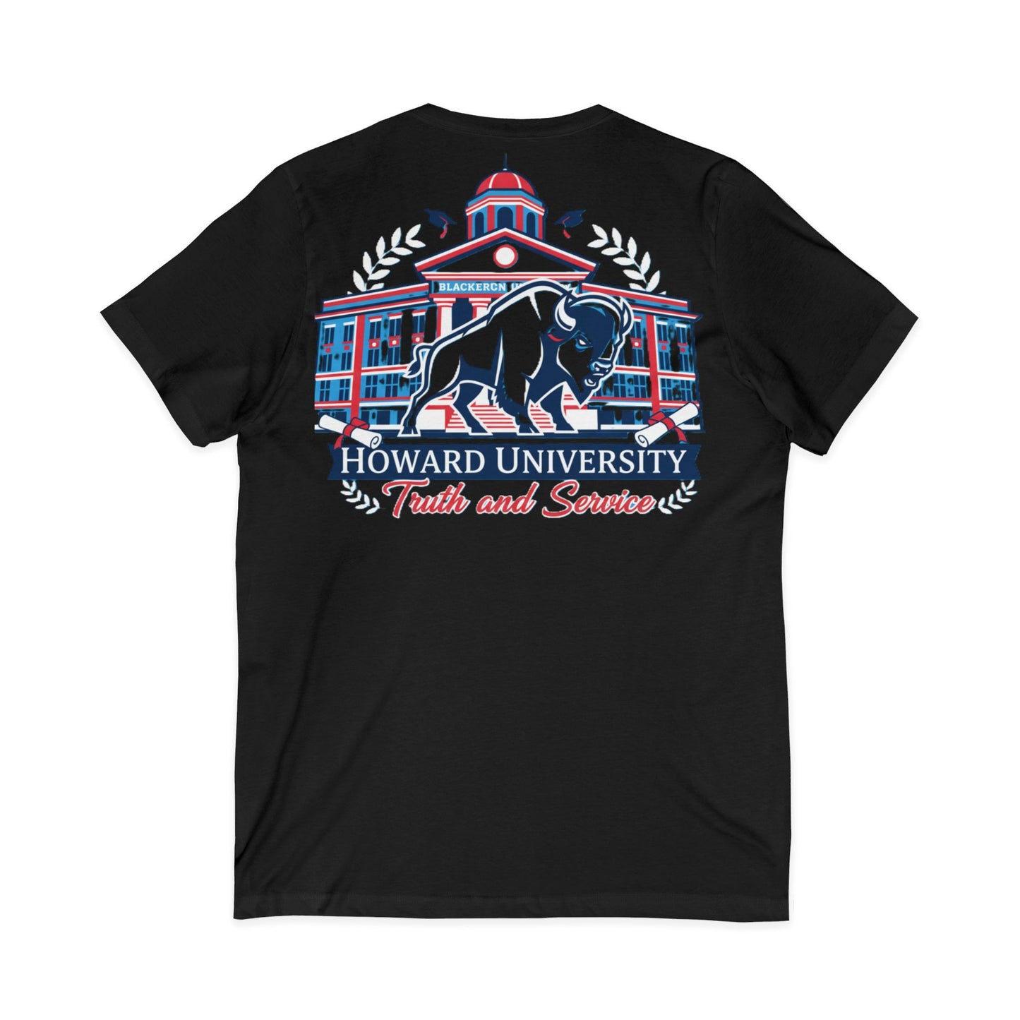 Howard University/ Truth and Service Unisex V-Neck T-Shirt 8