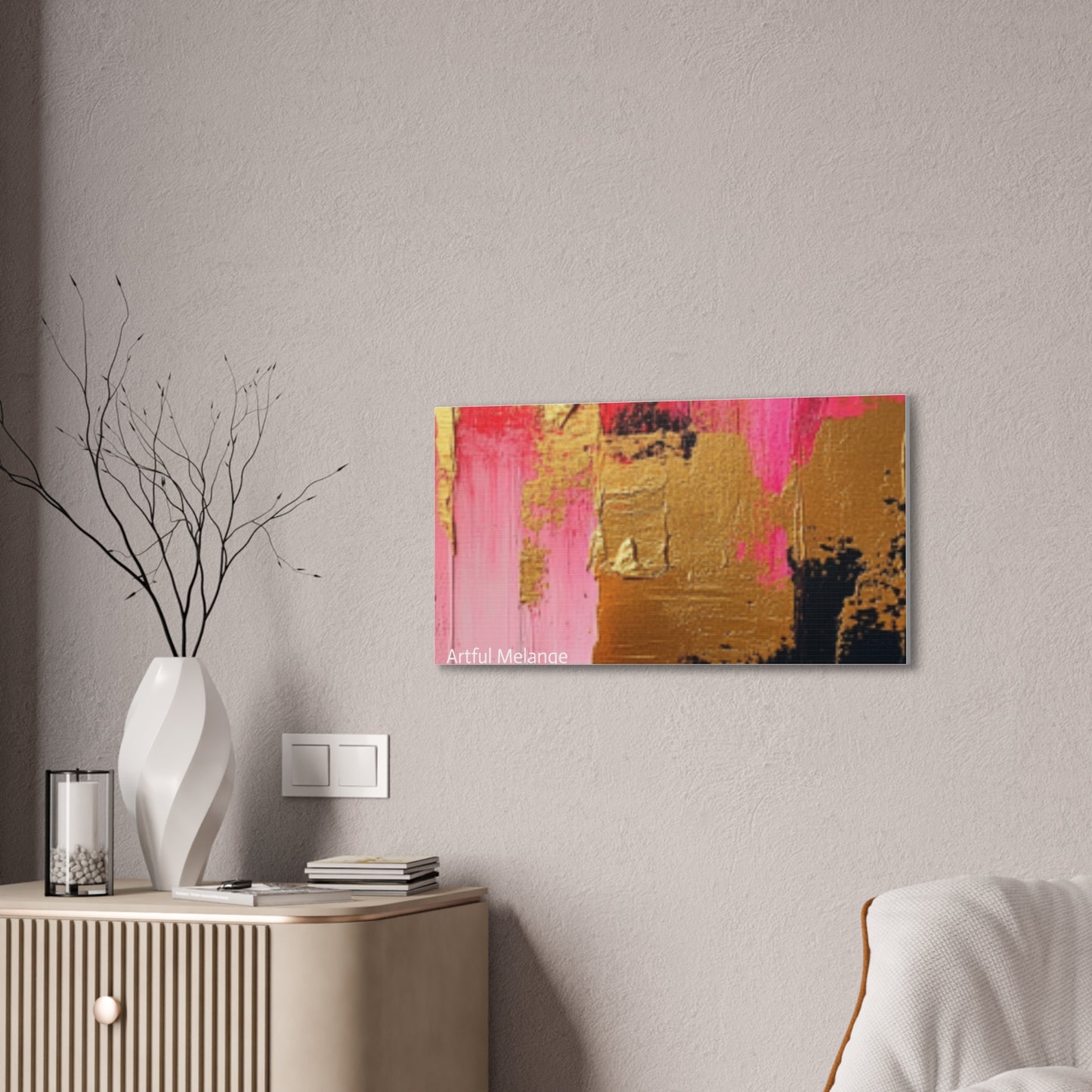 Acrylic Abstract Canvas Print - Homage to the Divine Nine/Pink Green Black and Gold 4