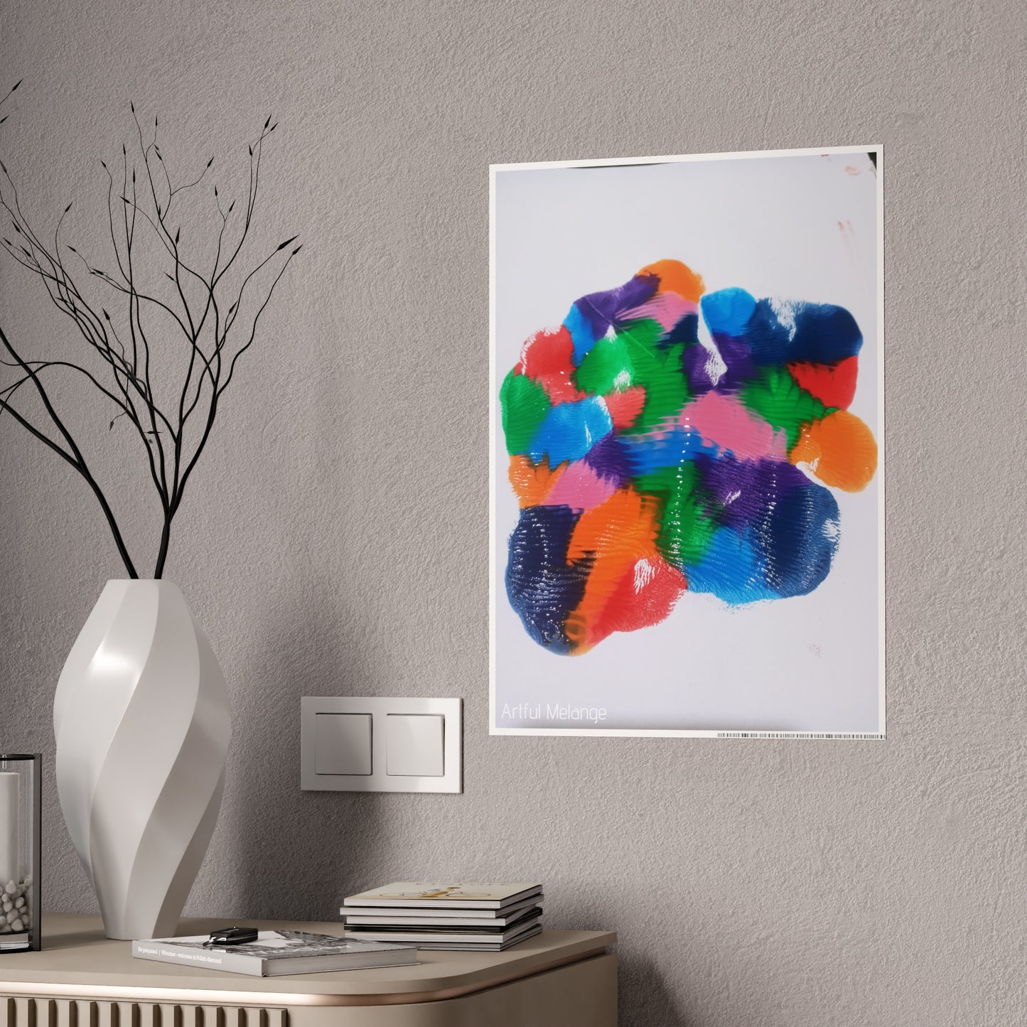 Gleaming Acrylic Abstract Poster: A Spectrum of Colorful Elegance