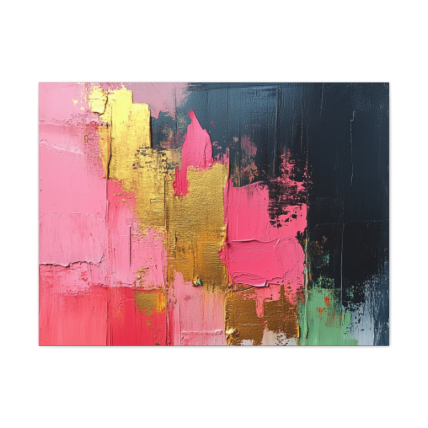 Acrylic Abstract Canvas Print - Homage to the Divine Nine/Pink Green Black and Gold 3