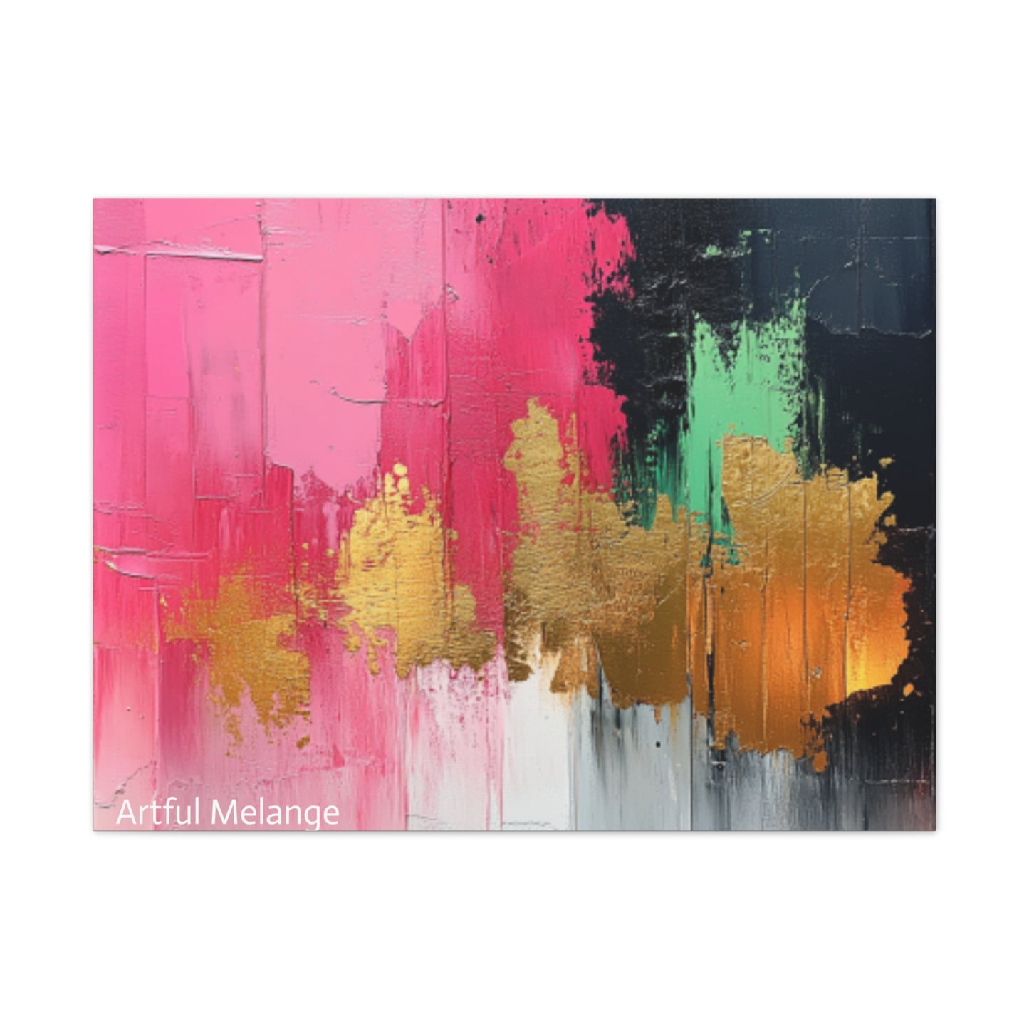 Acrylic Abstract Canvas Print - Homage to the Divine Nine/Pink Green Black and Gold 1