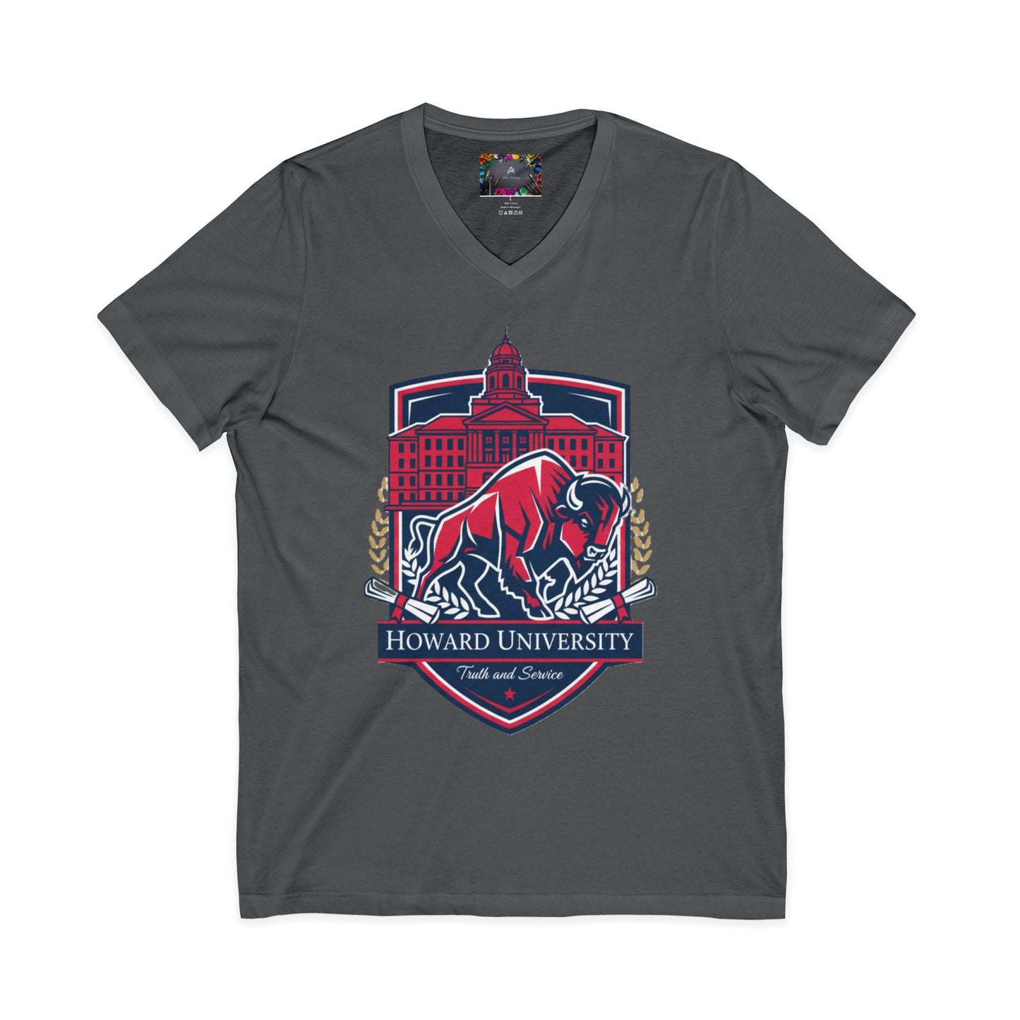 Howard University/ Truth and Service Unisex V-Neck T-Shirt 5