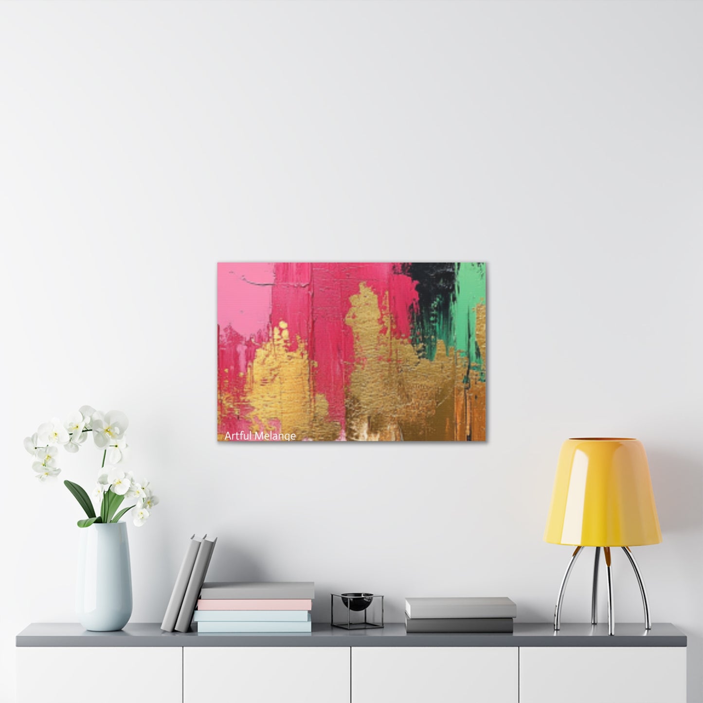 Acrylic Abstract Canvas Print - Homage to the Divine Nine/Pink Green Black and Gold 1