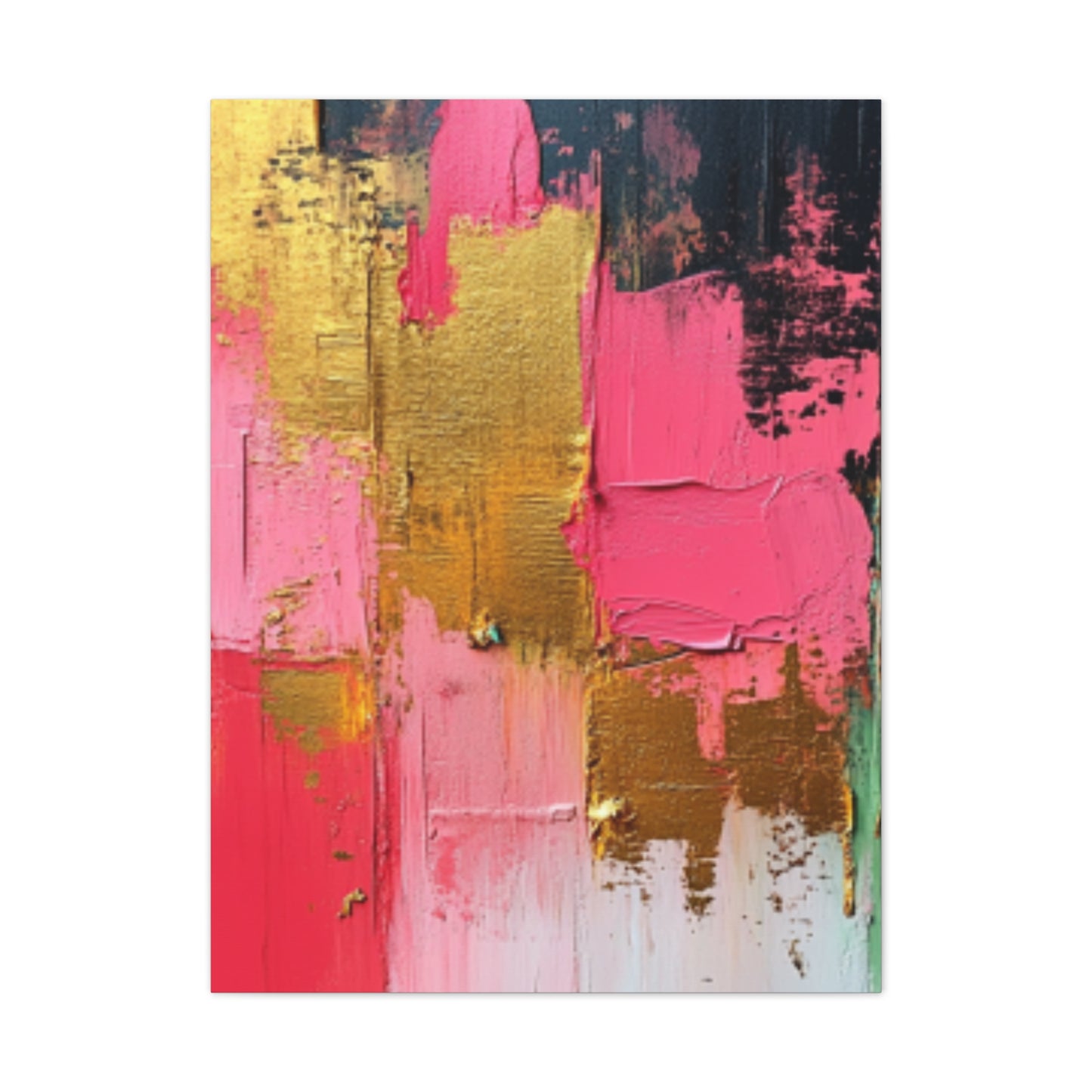 Acrylic Abstract Canvas Print - Homage to the Divine Nine/Pink Green Black and Gold 3