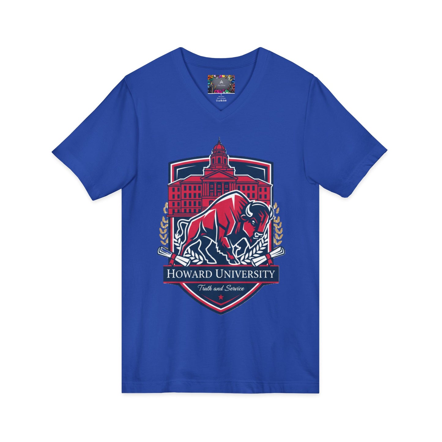 Howard University/ Truth and Service Unisex V-Neck T-Shirt 5