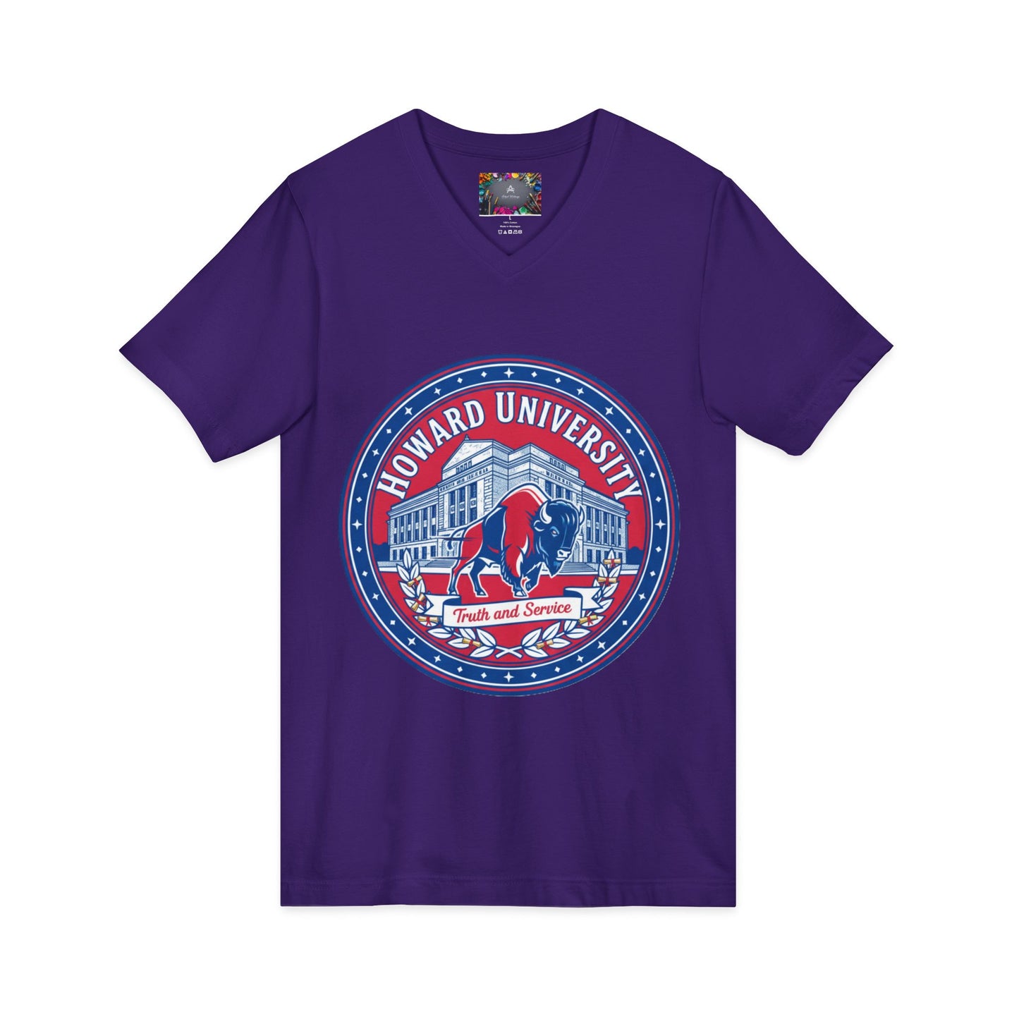 Howard University/ Truth and Service Unisex V-Neck T-Shirt 3