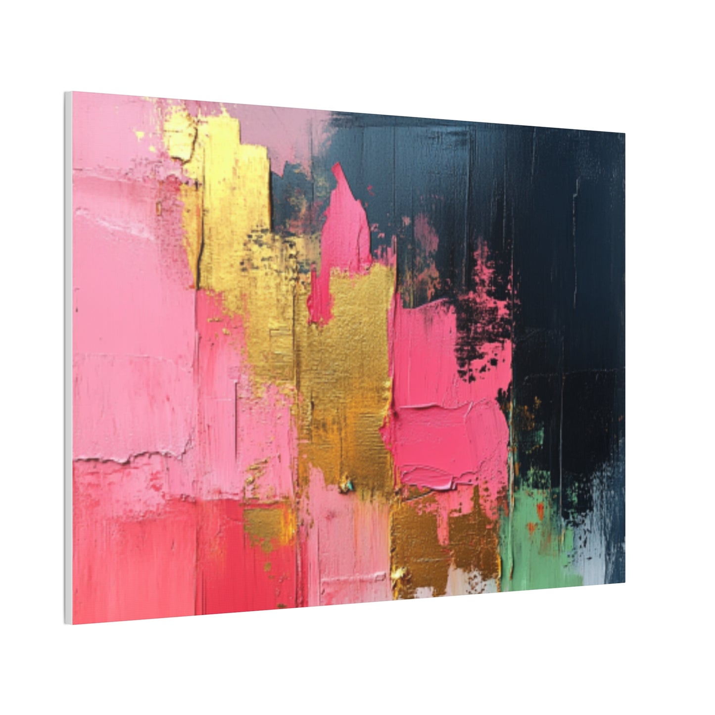 Acrylic Abstract Canvas Print - Homage to the Divine Nine/Pink Green Black and Gold 3