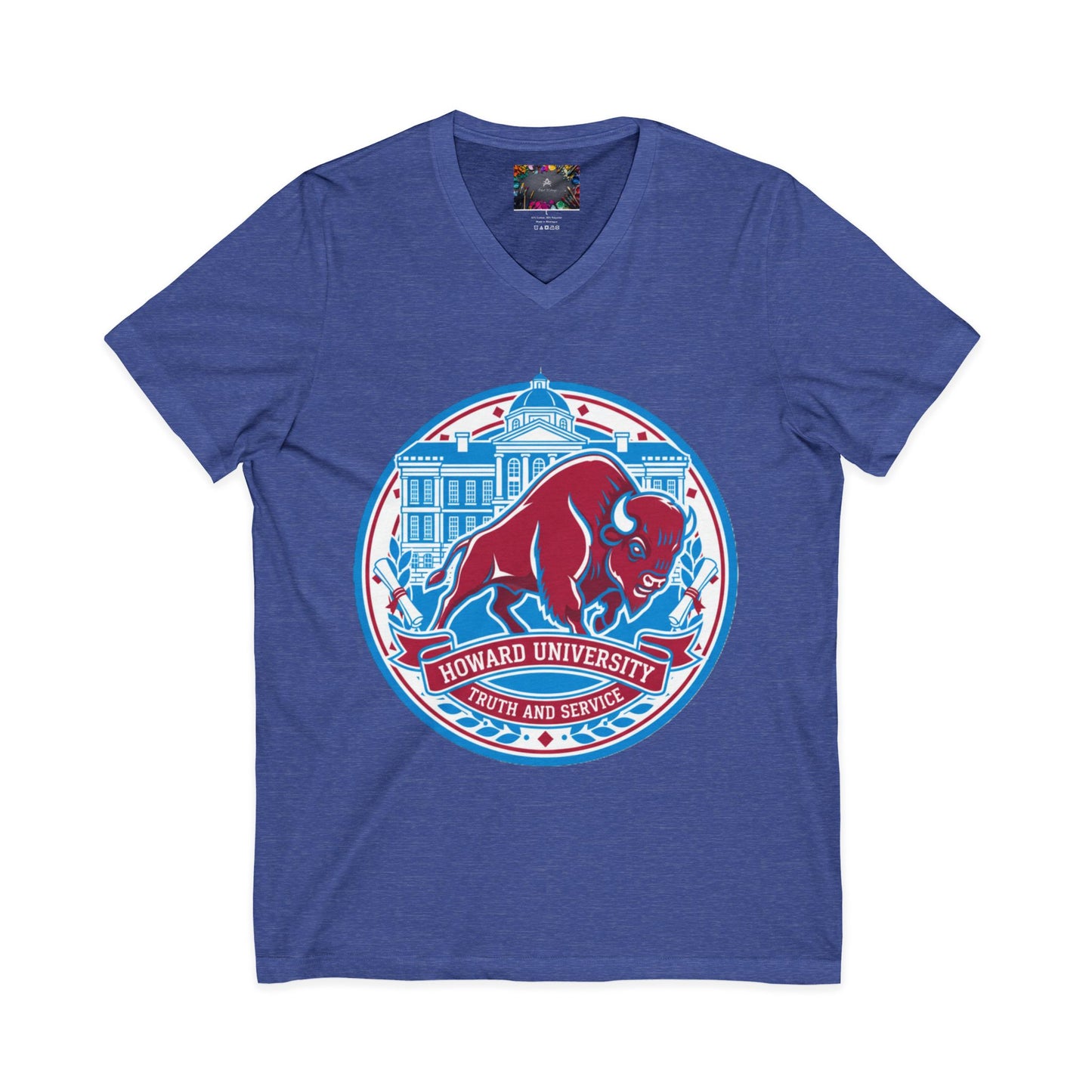 Howard University/ Truth and Service Unisex V-Neck T-Shirt 7