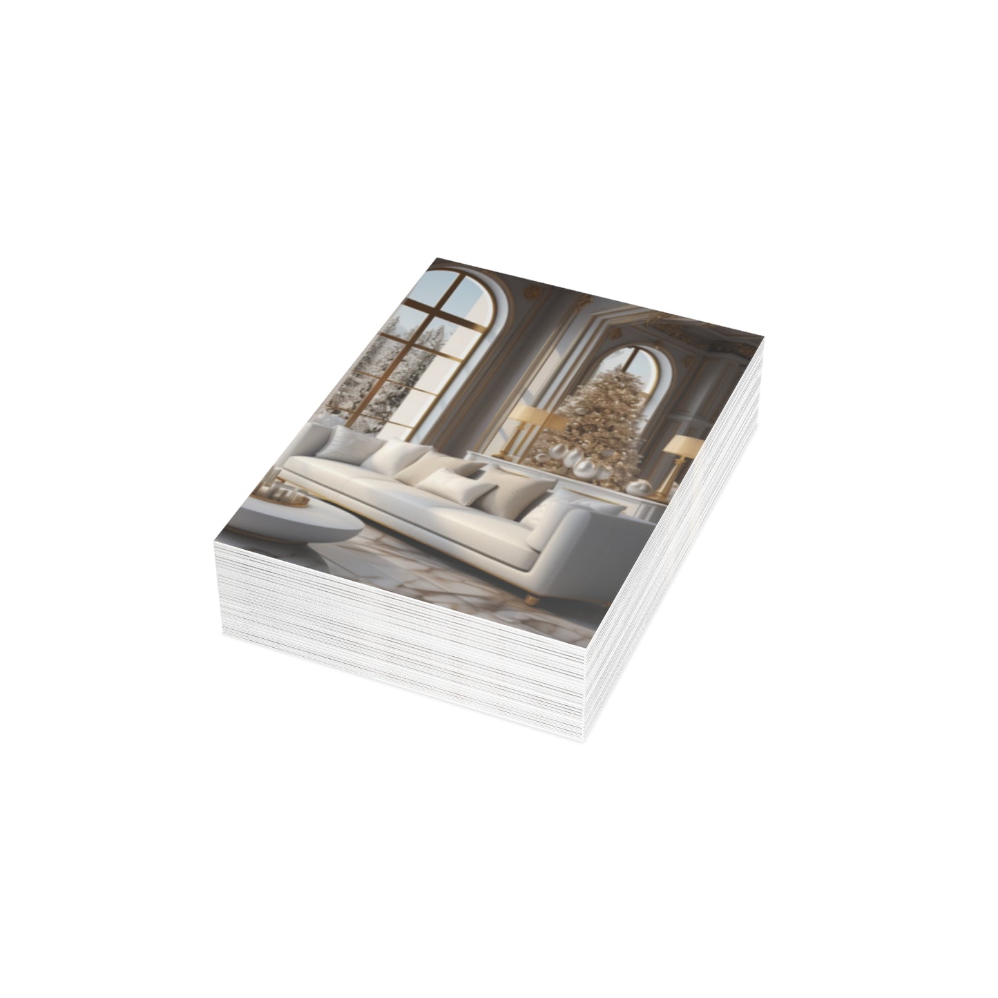 Elegance in Gold & White Christmas Notecards (1, 10, 30, and 50pcs)
