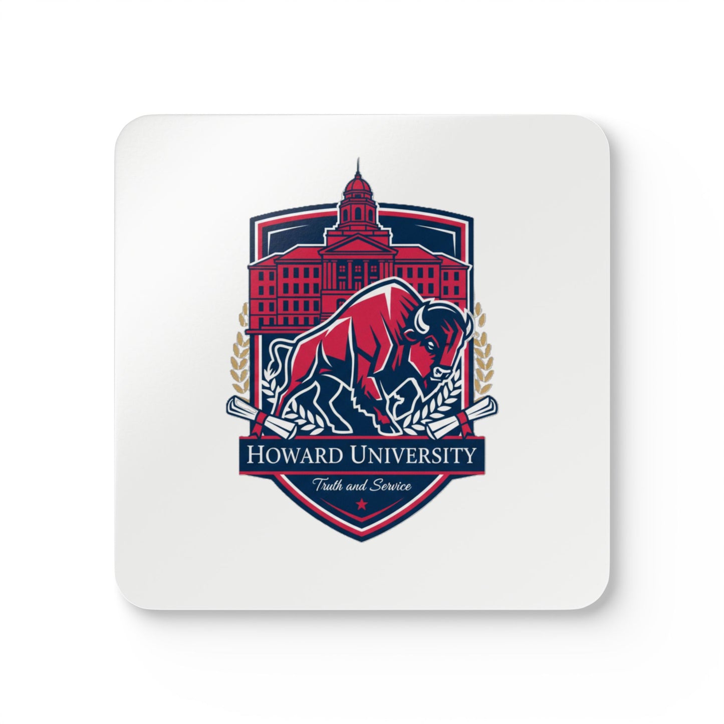 Howard University Coaster Set 5 – HU Pride Campus & Bison Design
