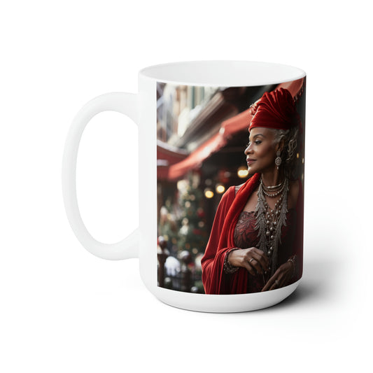 Queen Claus   White Ceramic Holiday Mug 15oz