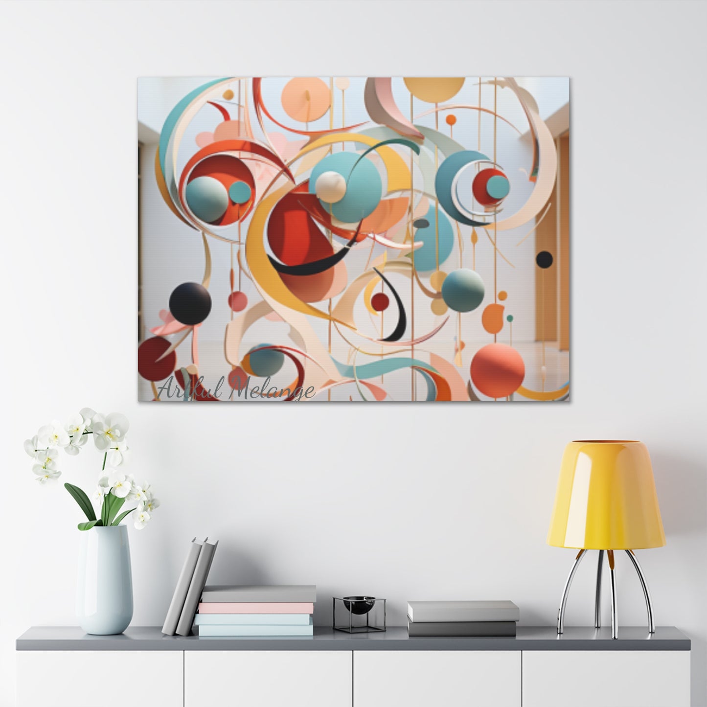 Harmony in Cyan and Peach- Graphic Print