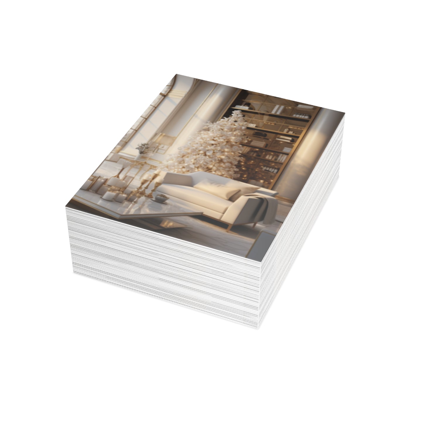 Elegance in Gold & White Christmas Notecards (1, 10, 30, and 50pcs)