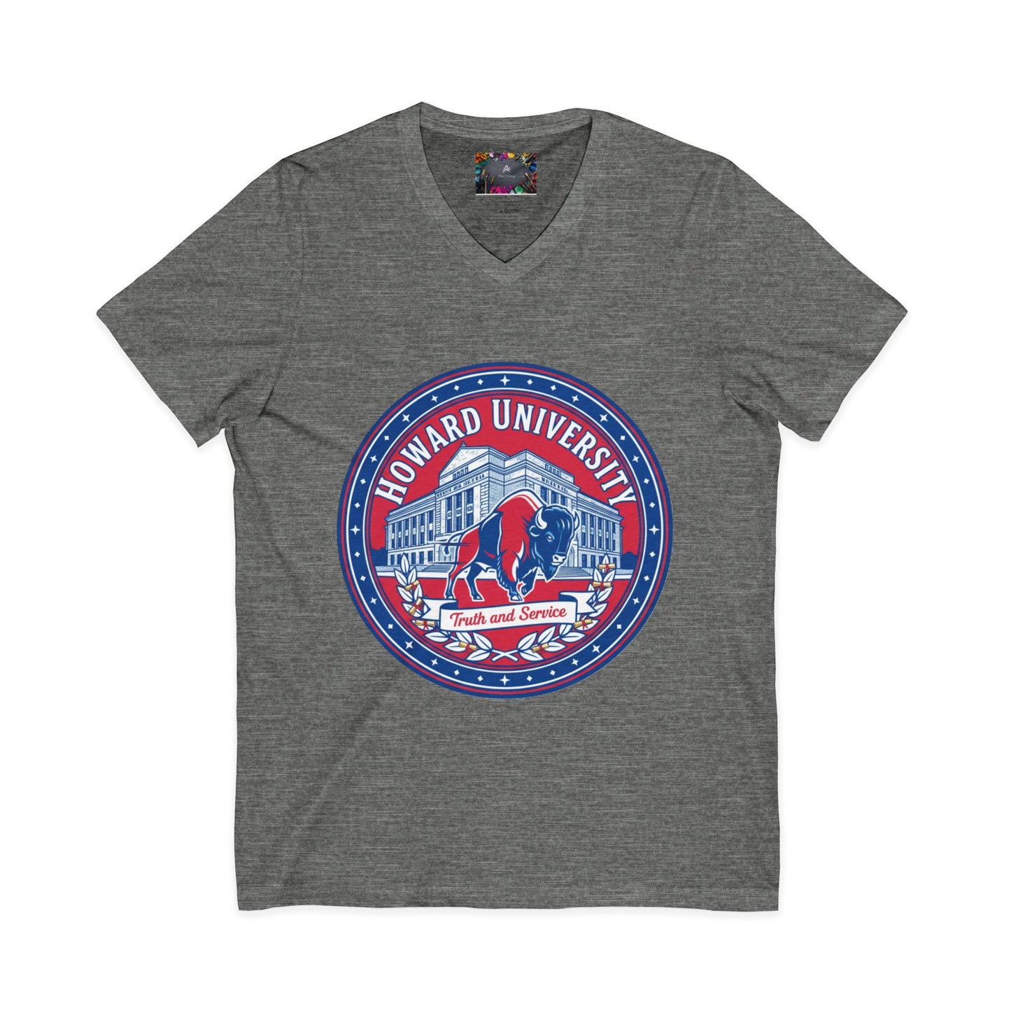 Howard University/ Truth and Service Unisex V-Neck T-Shirt 3