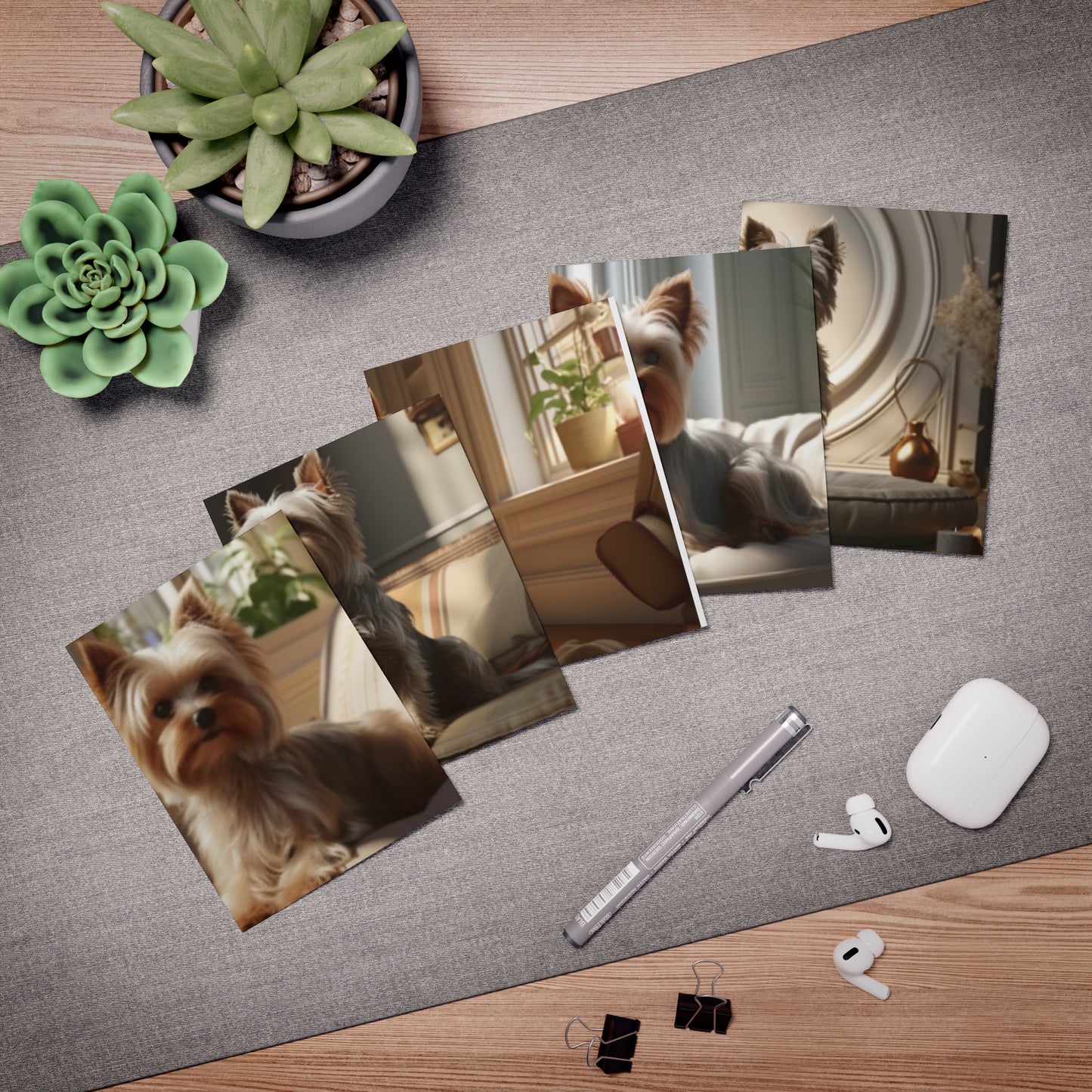 Paws of Authority:  Yorkshire Terrier Notecards, Embodying Their Self-Assured Presence(5-Pack)