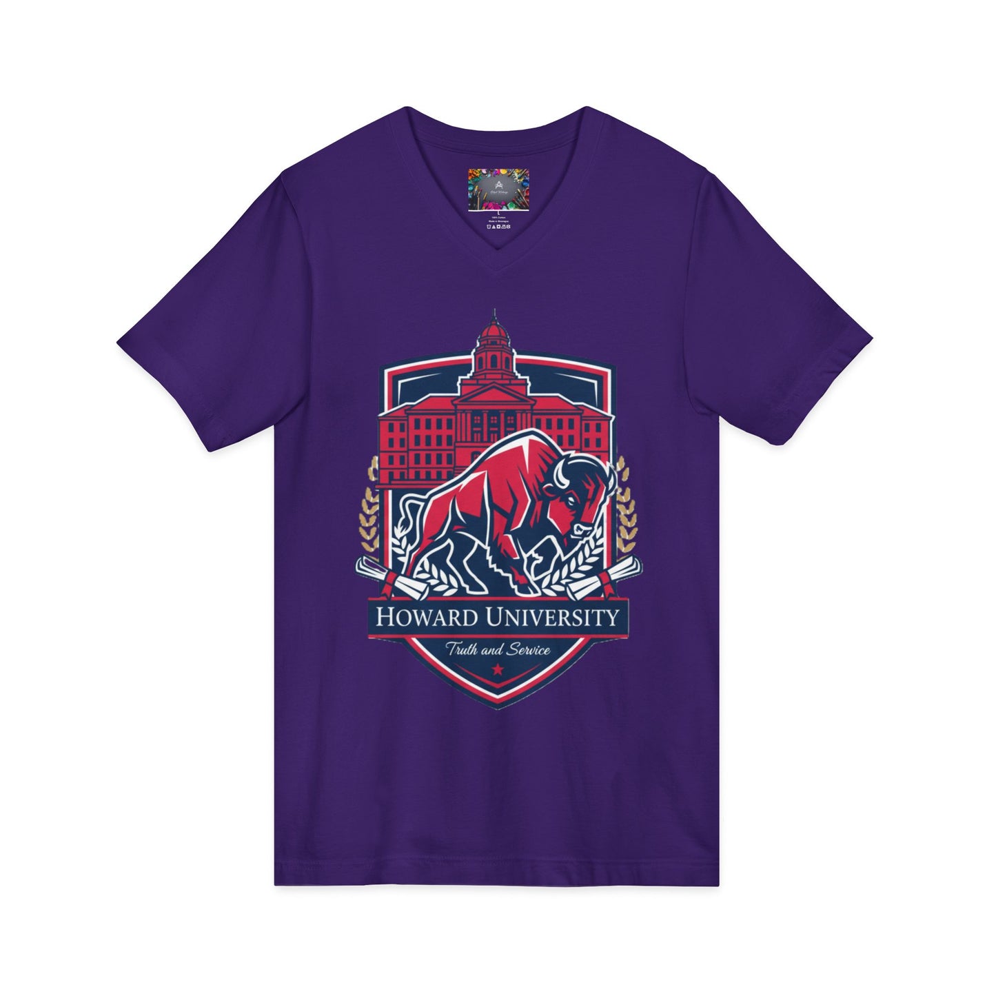 Howard University/ Truth and Service Unisex V-Neck T-Shirt 5
