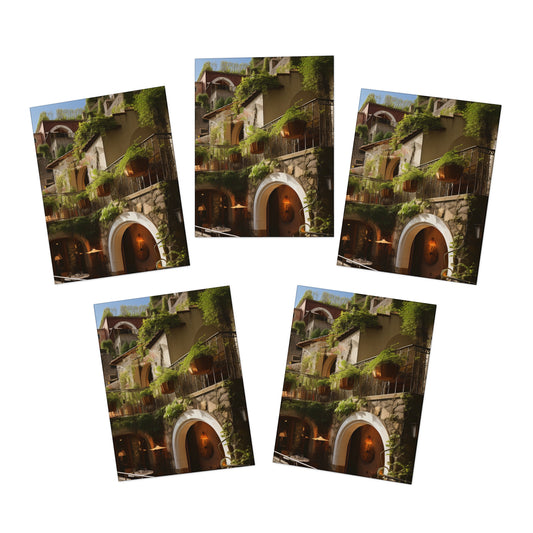 Italian Hillside Scene Design Note Cards (5-Pack)